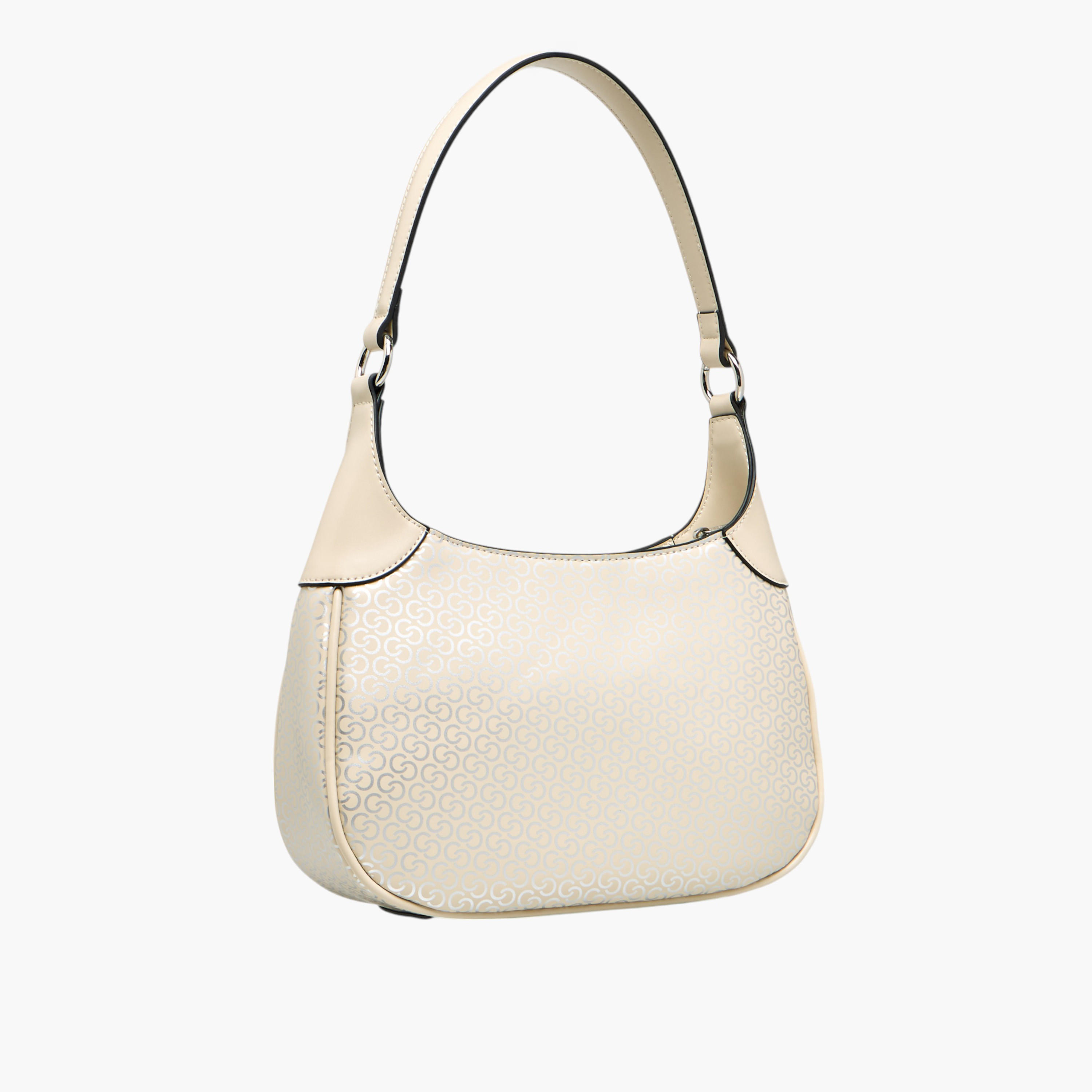 Celeste Monogram Print Shoulder Bag with Adjustable Strap and Zip Closure-women-bagsandwallets-handbags-image-5