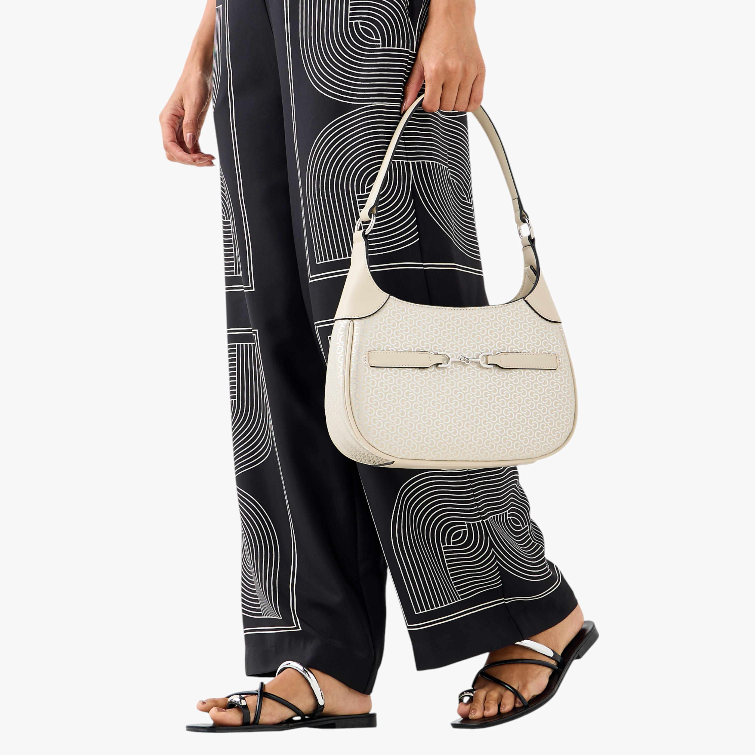 شنطة كتف بحزام قابل للفصل وسحاب إغلاق وطبعات مونوجرام من سيليست-women-bagsandwallets-handbags-image-9