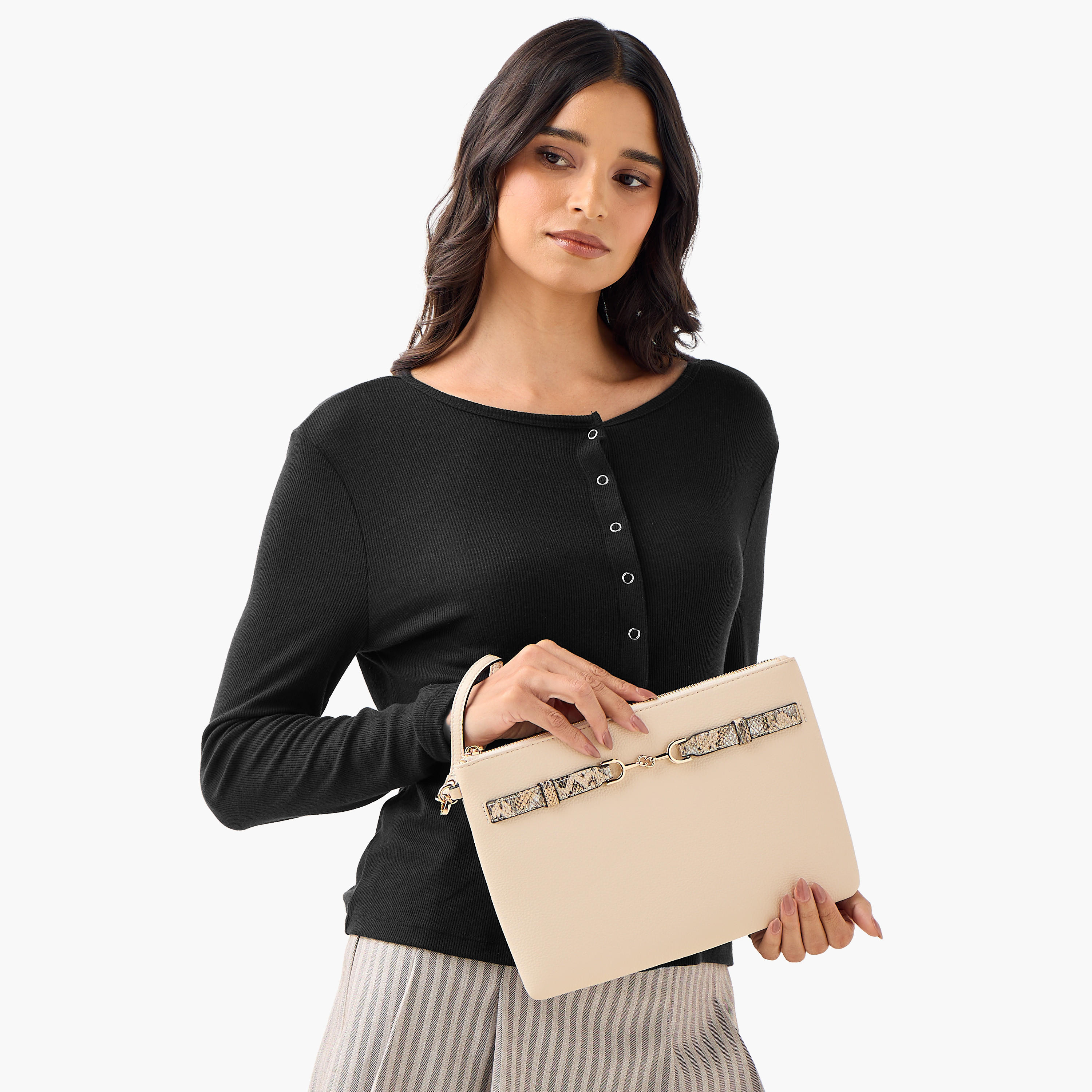 شنطة كلاتش بارزة الملمس بسحاب إغلاق من سيليست-women-bagsandwallets-handbags-image-2