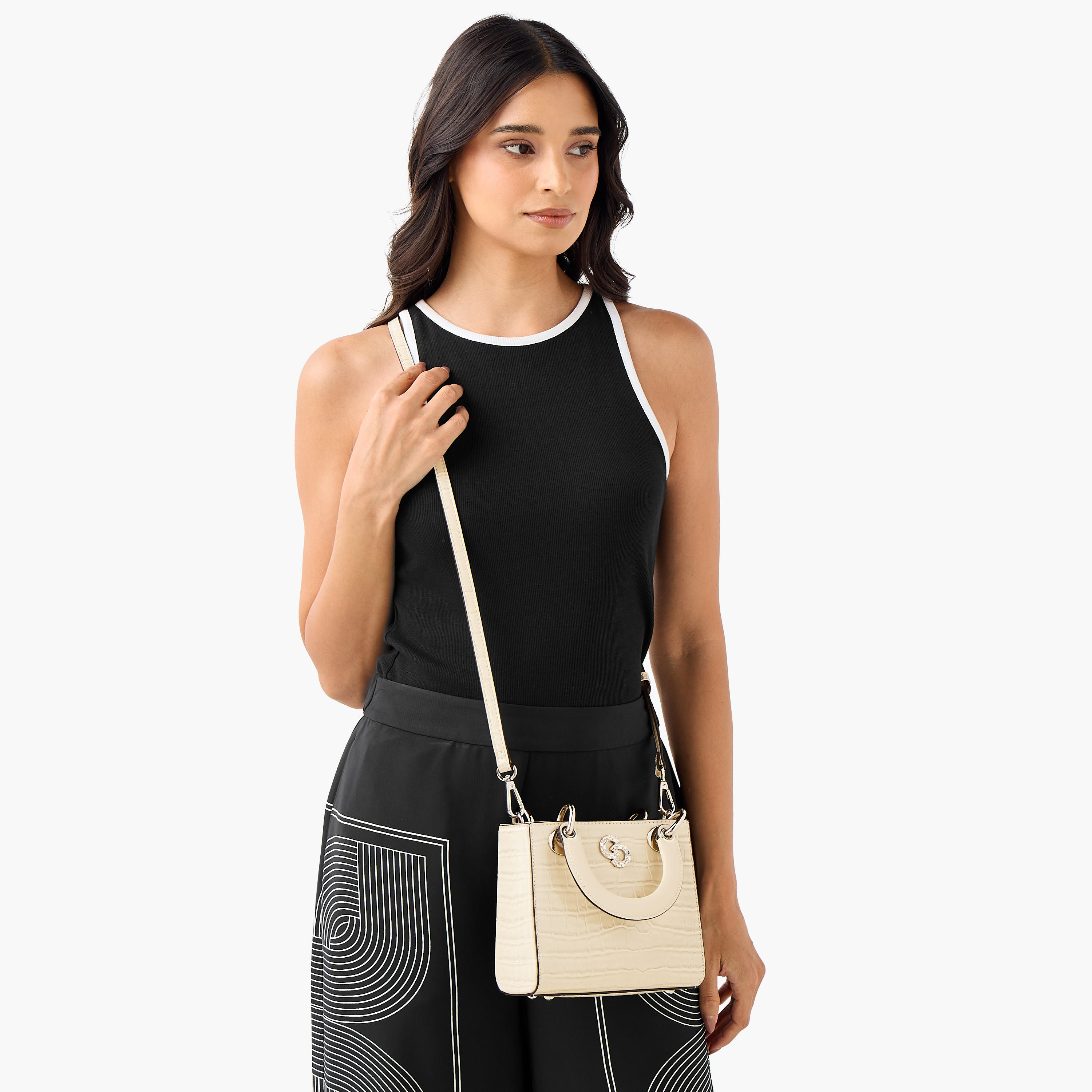 شنطة توتي بارزة الملمس بحزام قابل للفصل وزر إغلاق من سيليست-women-bagsandwallets-handbags-image-3