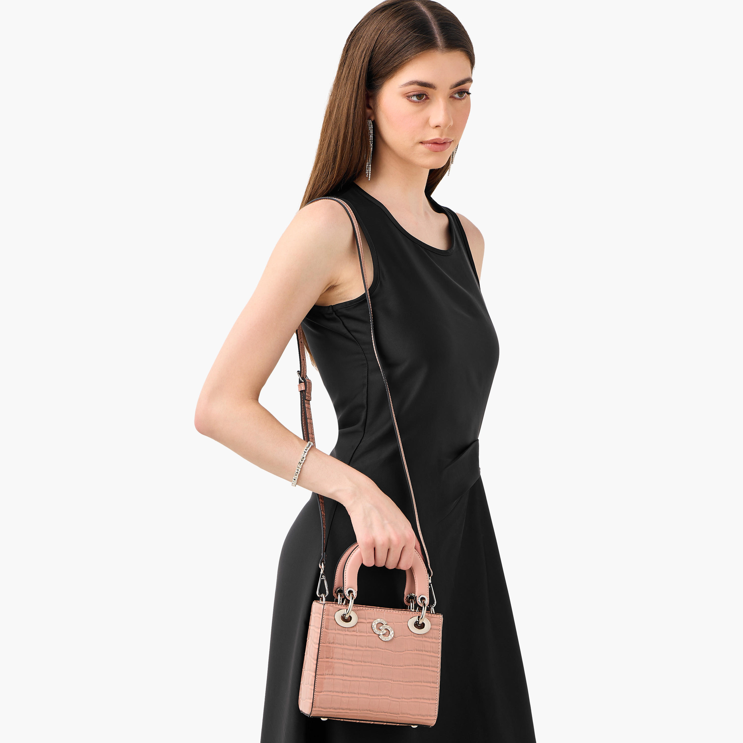 شنطة توتي بارزة الملمس بحزام قابل للفصل وزر إغلاق من سيليست-women-bagsandwallets-handbags-image-3