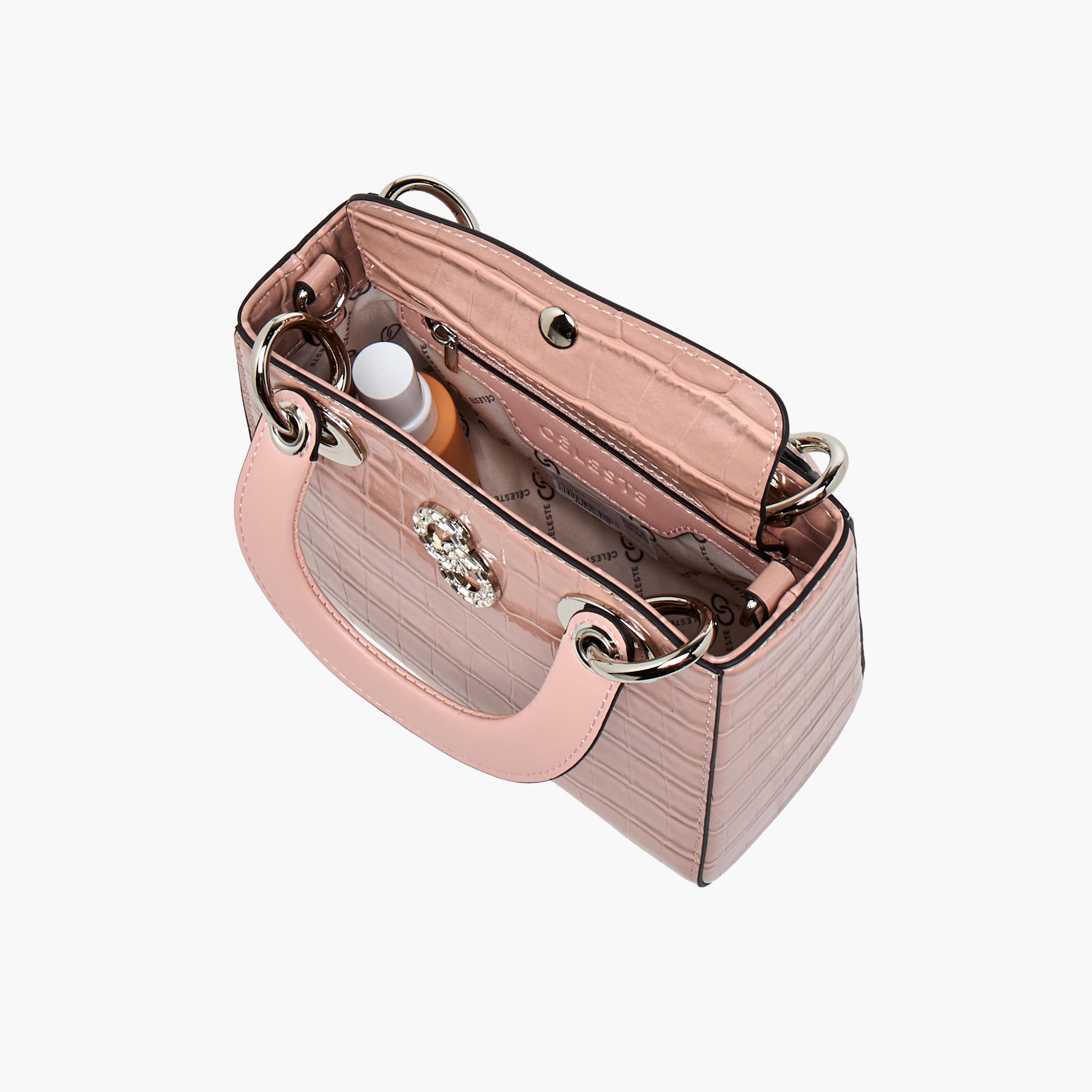 شنطة توتي بارزة الملمس بحزام قابل للفصل وزر إغلاق من سيليست-women-bagsandwallets-handbags-image-10
