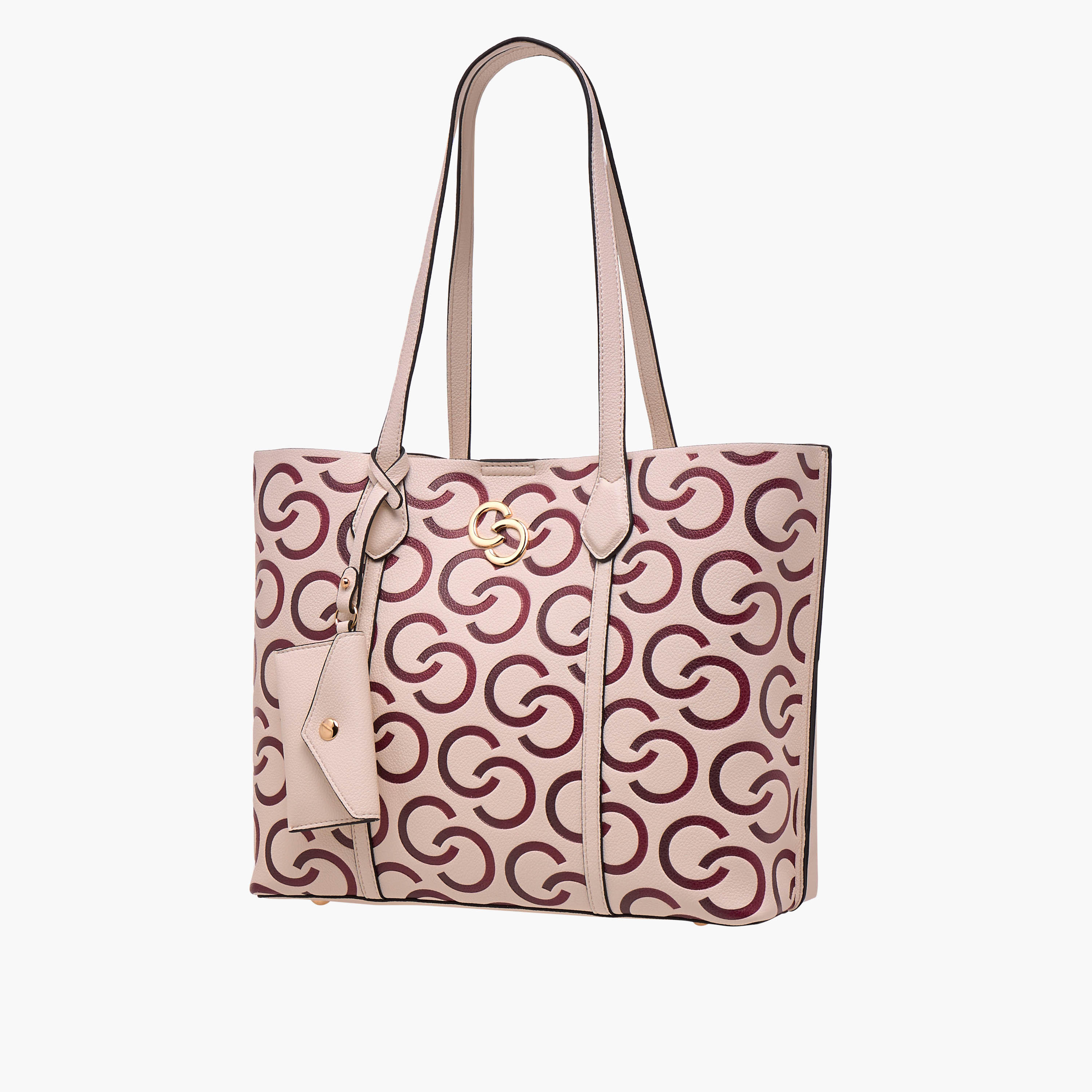 Celeste Monogram Textured Tote Bag with Pouch and Zip Closure-women-bagsandwallets-handbags-image-3