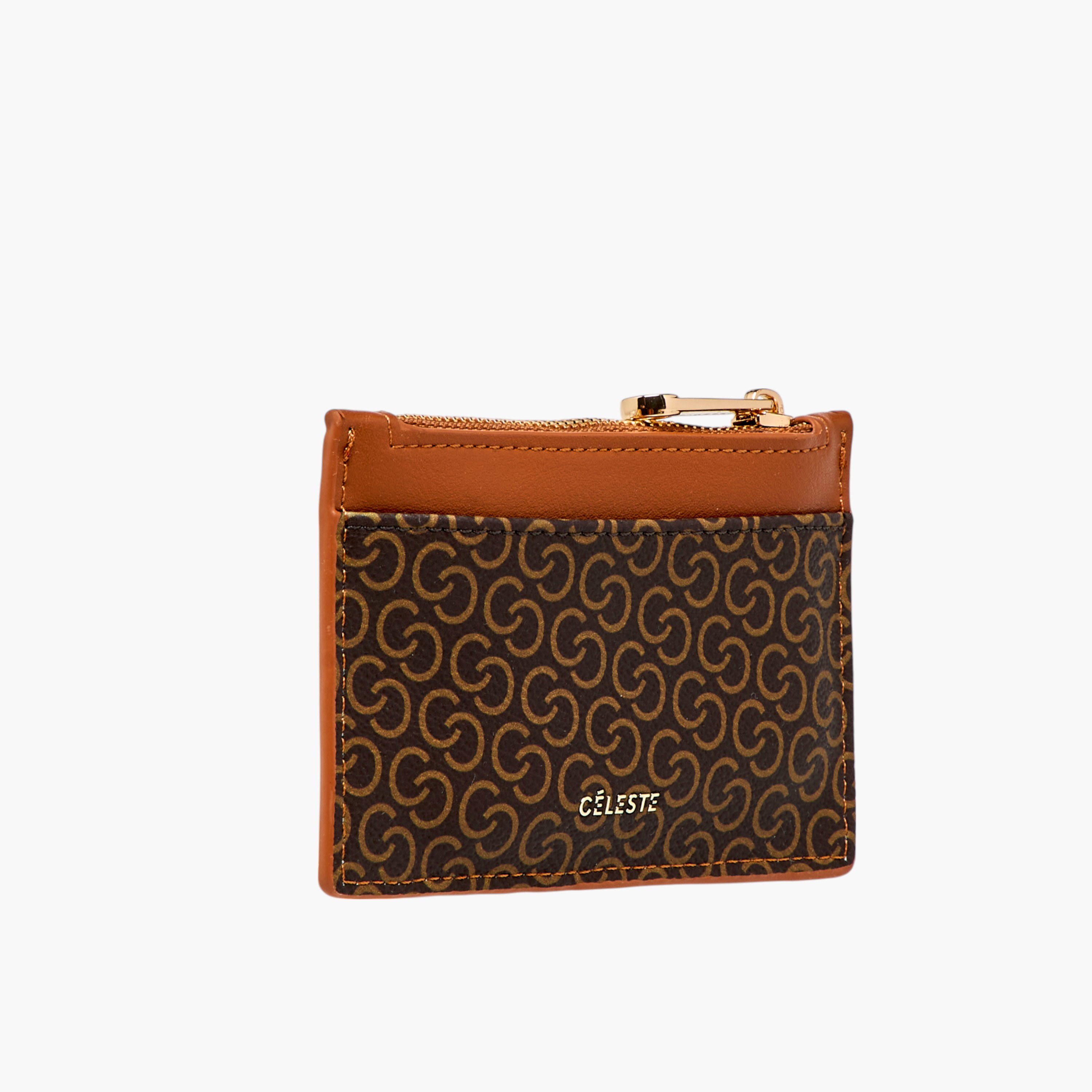 Celeste Monogram Print Card Holder with Zip Closure-women-bagsandwallets-wallets-image-1