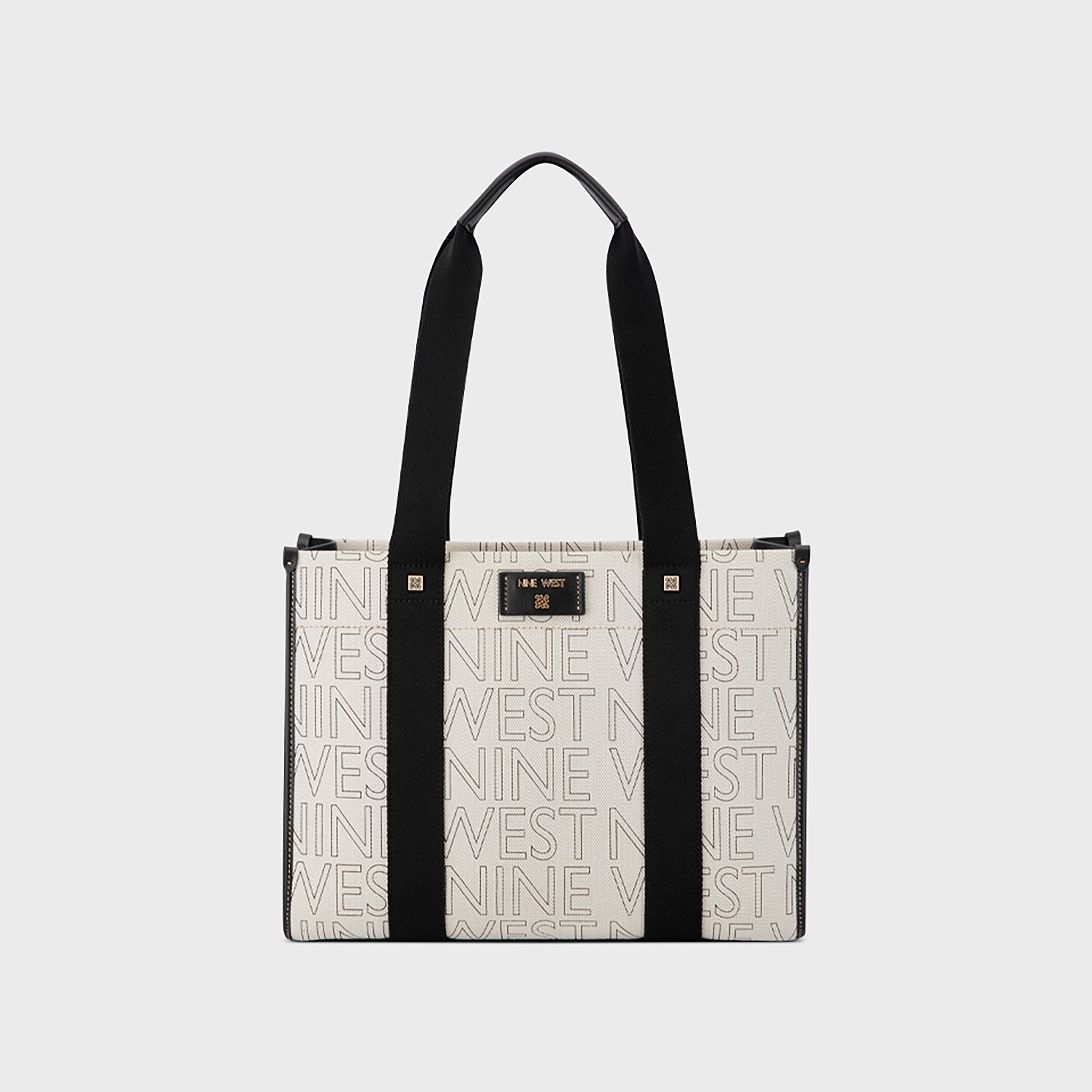 حقيبة يد بمقبض مزدوج وطبعة نصية من Nine West مع سحاب للإغلاق-women-bagsandwallets-handbags-image-1
