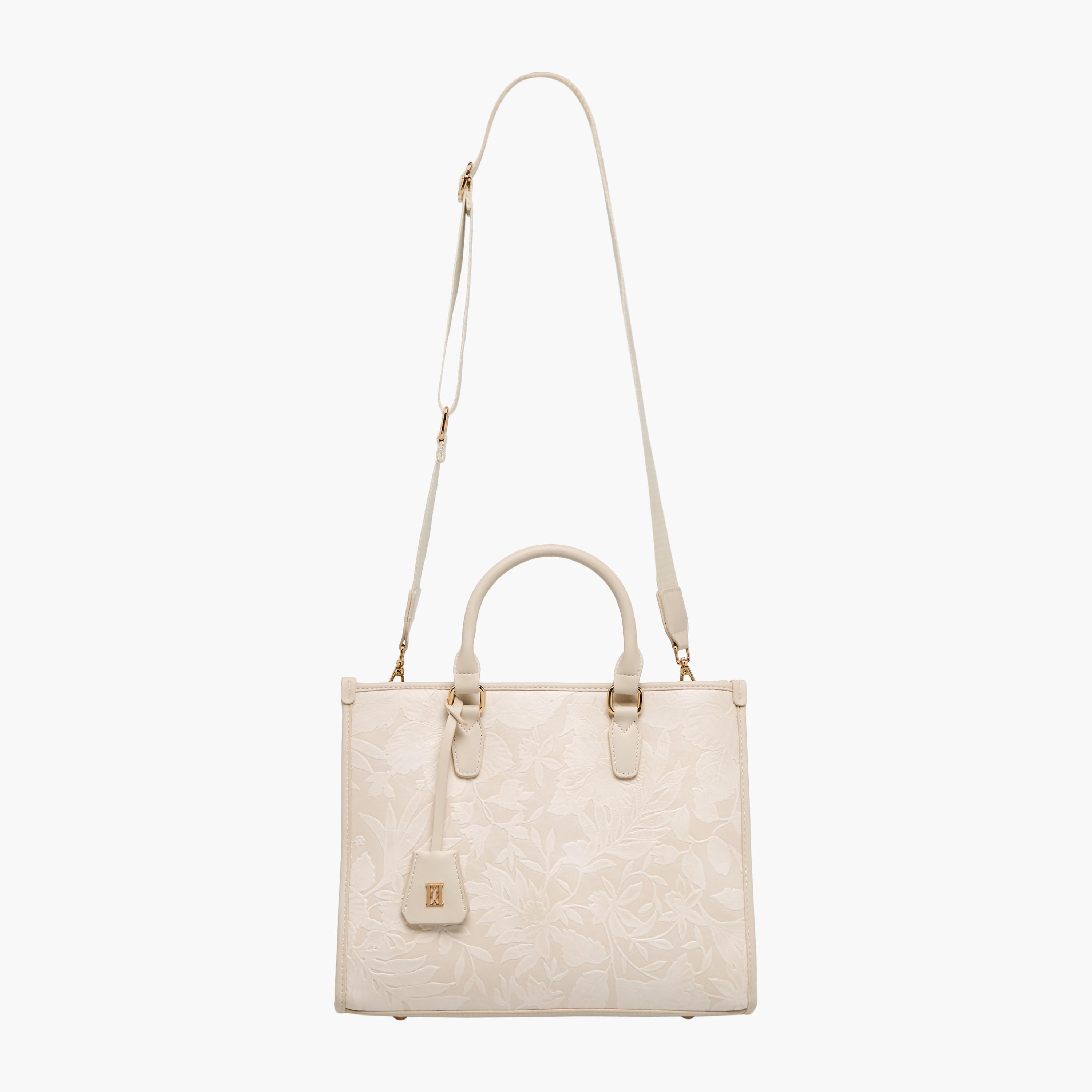 Elle Floral Embossed Tote Bag with Double Handles-women-bagsandwallets-handbags-image-4