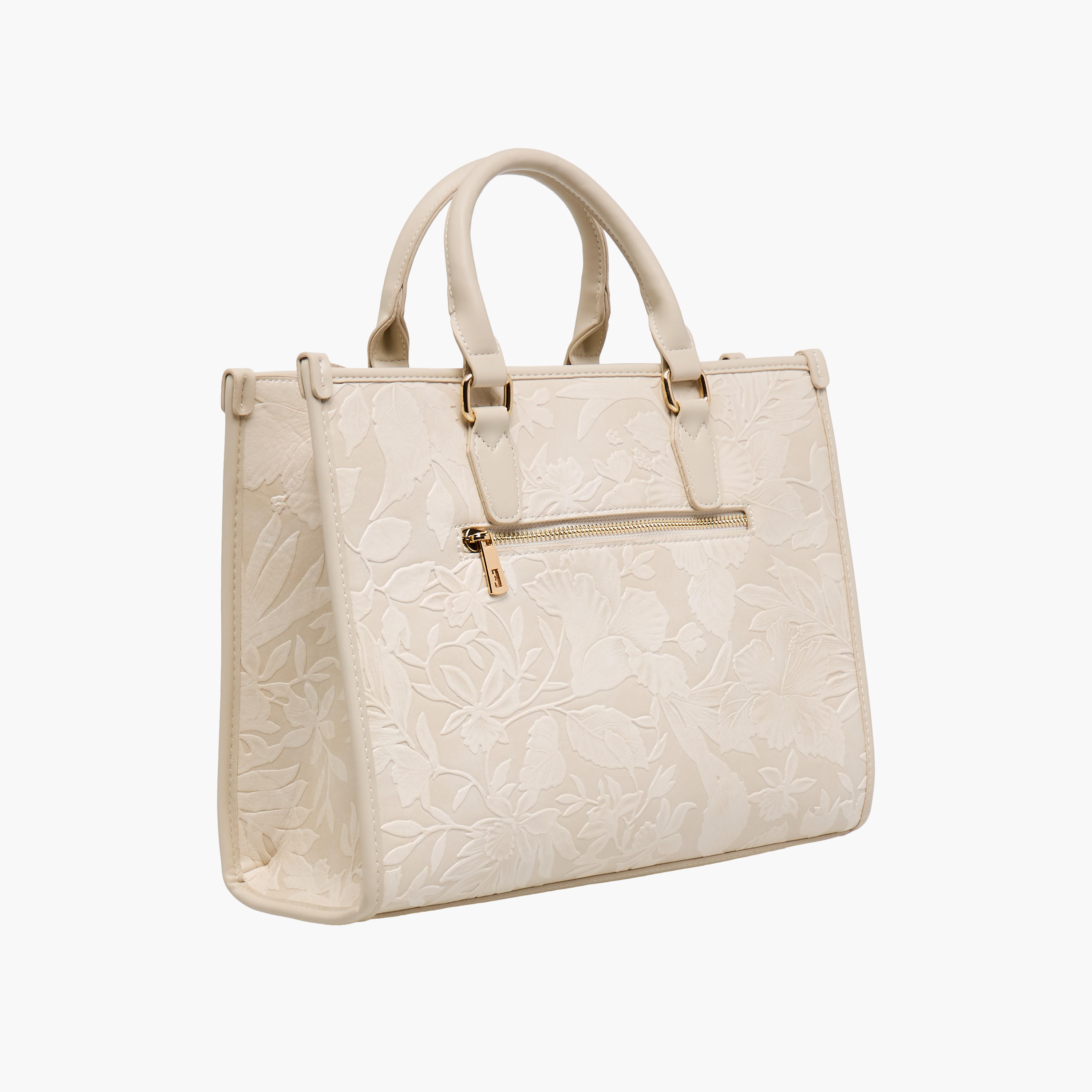 Elle Floral Embossed Tote Bag with Double Handles-women-bagsandwallets-handbags-image-5