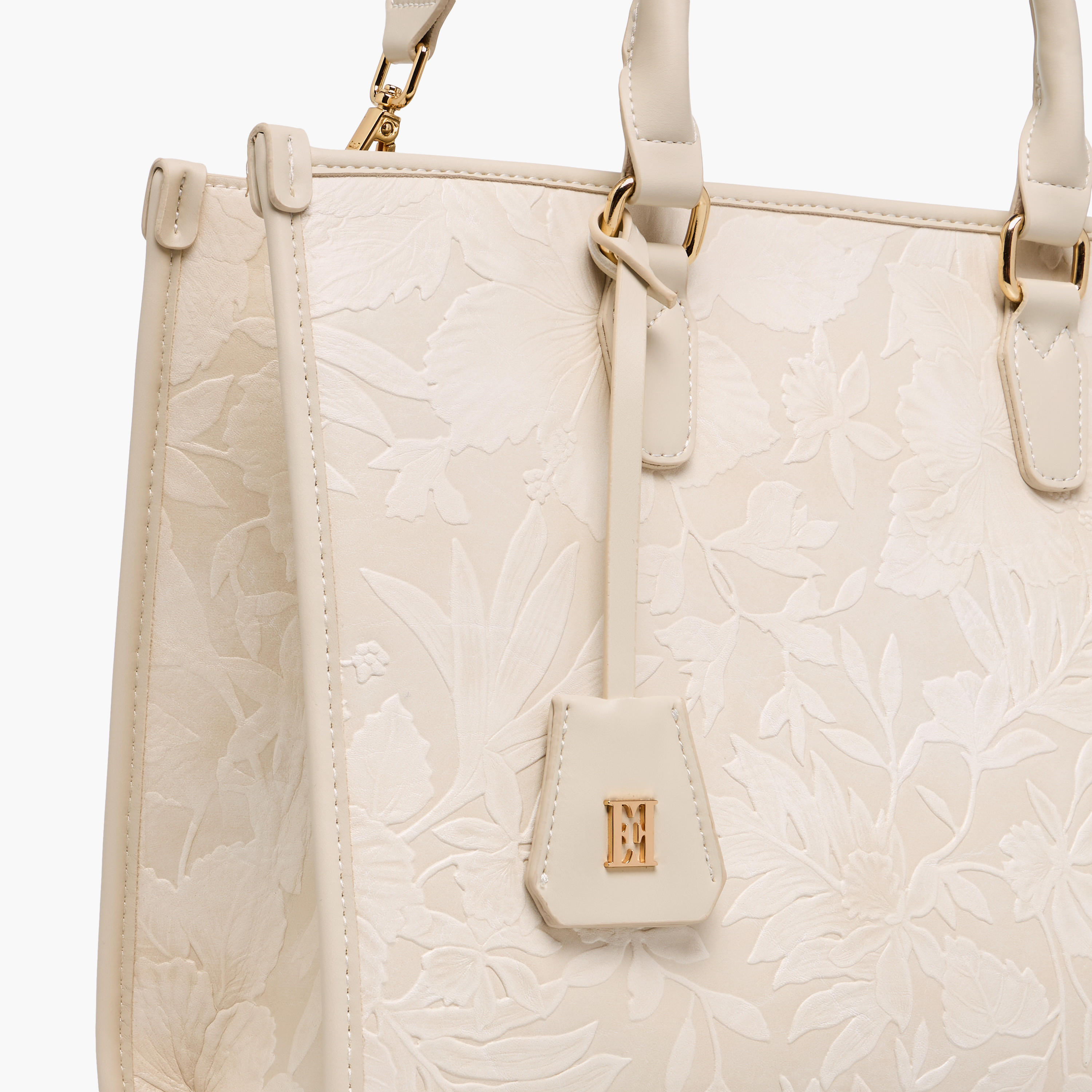 Elle Floral Embossed Tote Bag with Double Handles-women-bagsandwallets-handbags-image-6