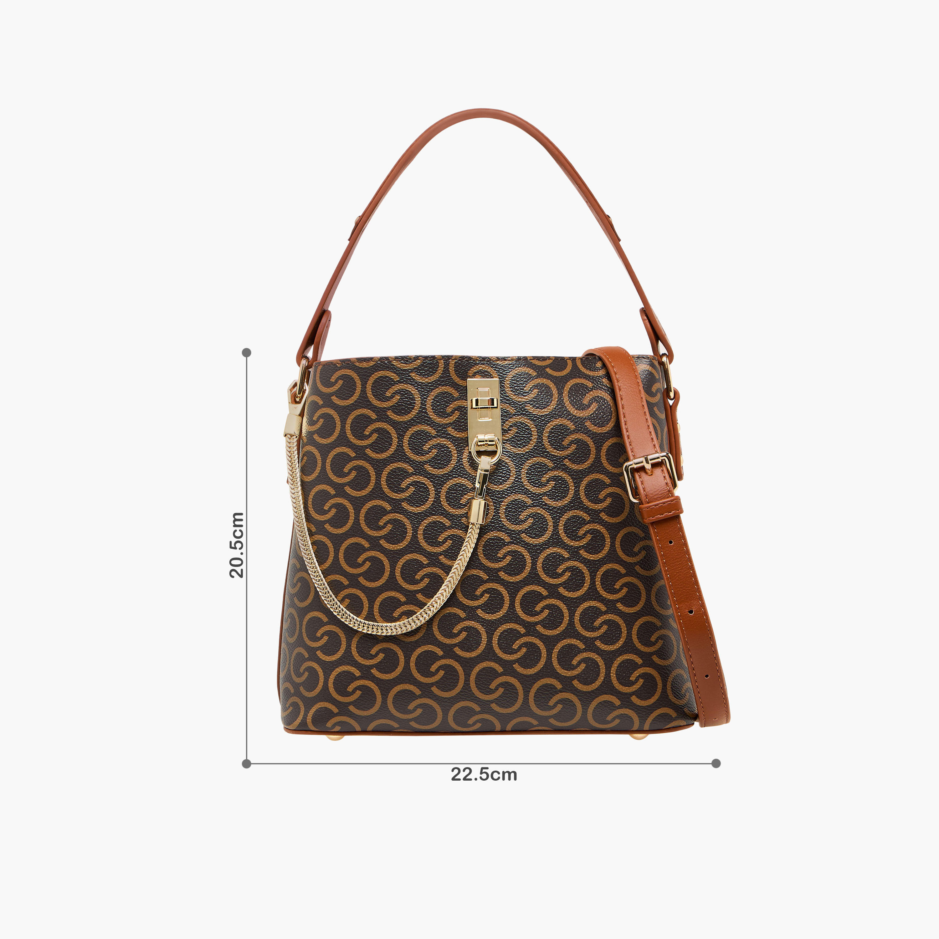 شنطة كتف بسحاب إغلاق وطبعات مونوجرام من سيليست-women-bagsandwallets-handbags-image-2