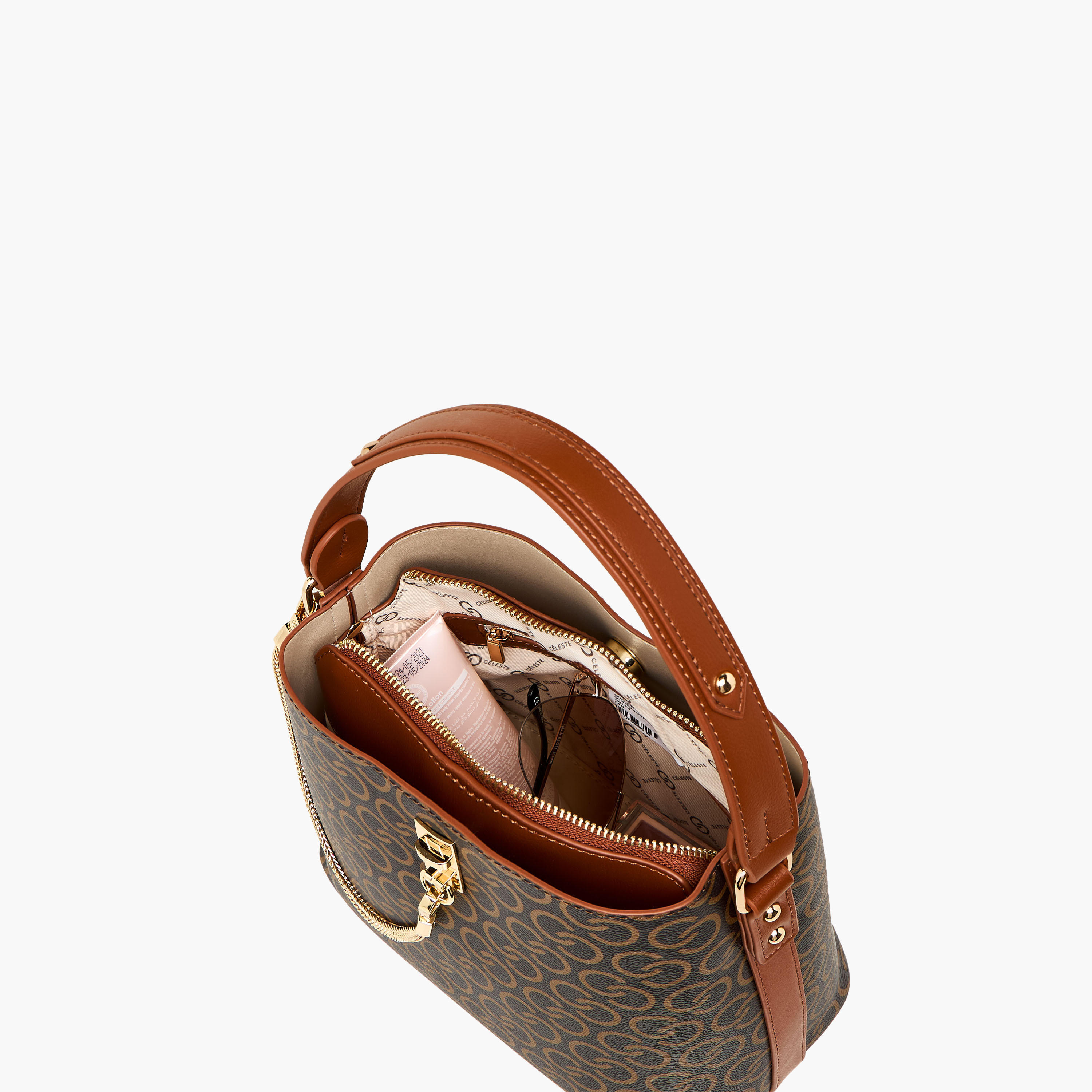 شنطة كتف بسحاب إغلاق وطبعات مونوجرام من سيليست-women-bagsandwallets-handbags-image-10