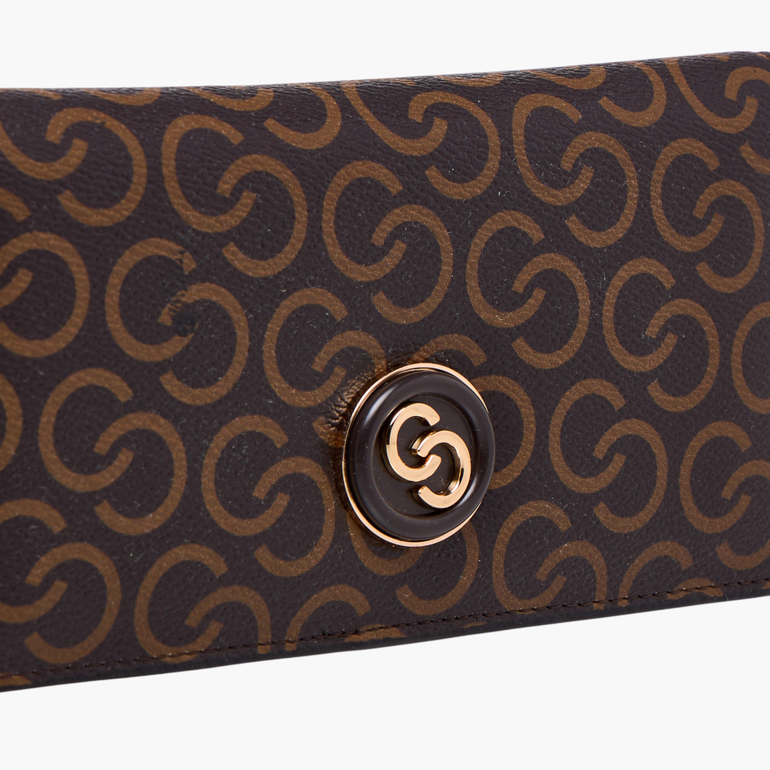 Celeste Monogram Print Bi-Fold Wallet with Snap Button Closure-women-bagsandwallets-wallets-image-4