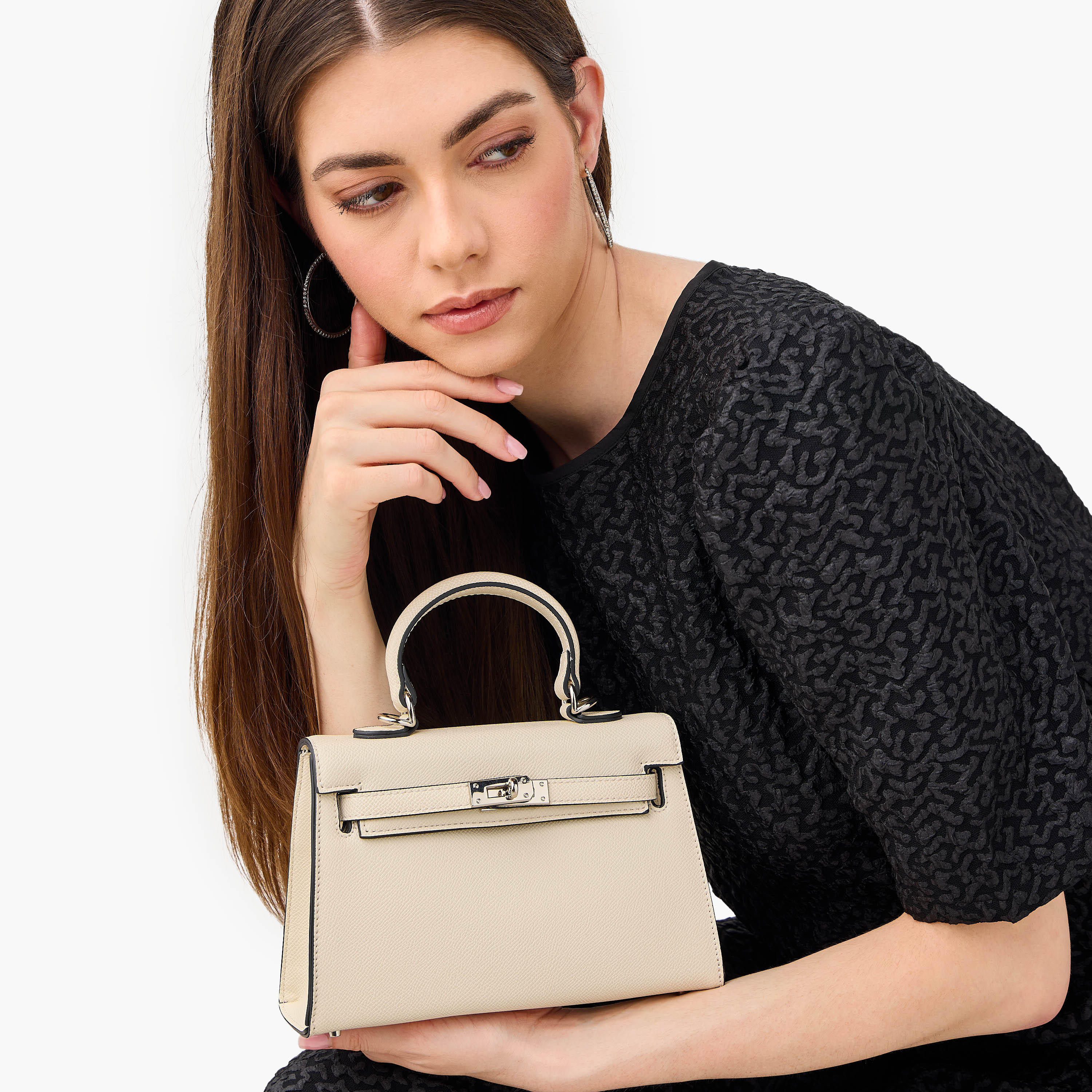 Celeste Solid Satchel Bag with Detachable Strap and Twist Lock Closure-women-bagsandwallets-handbags-image-2