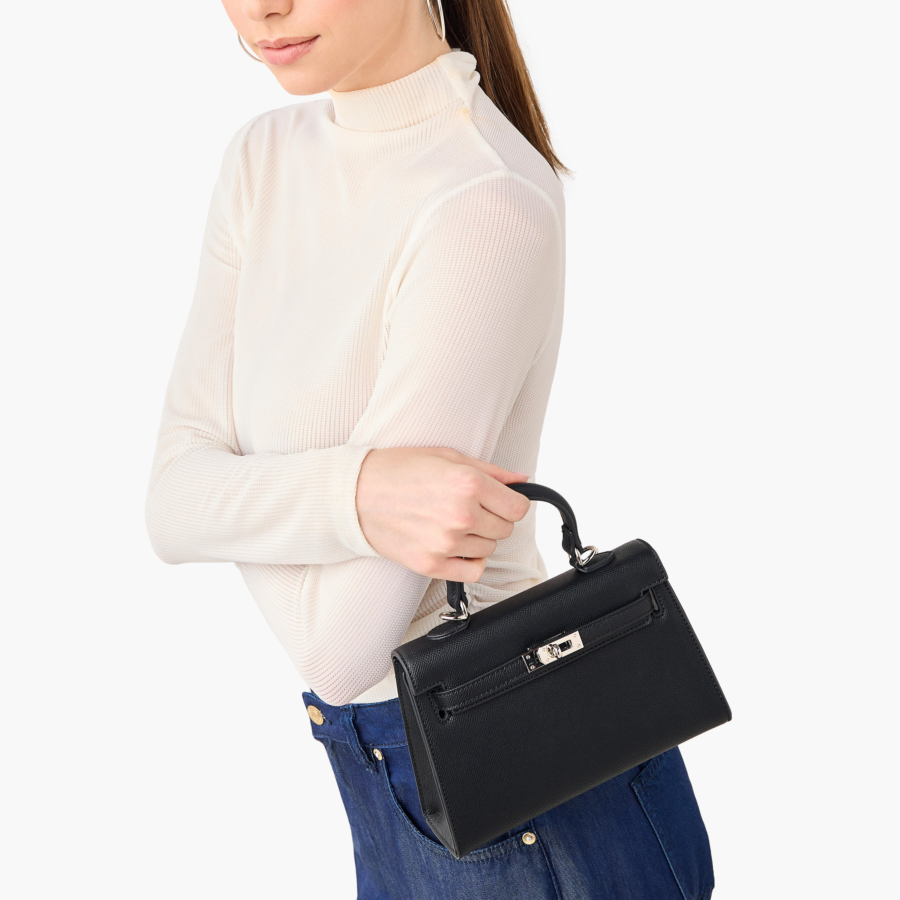 شنطة ساتشيل سادة بحزام قابل للفصل وقفل إغلاق من سيليست-women-bagsandwallets-handbags-image-9