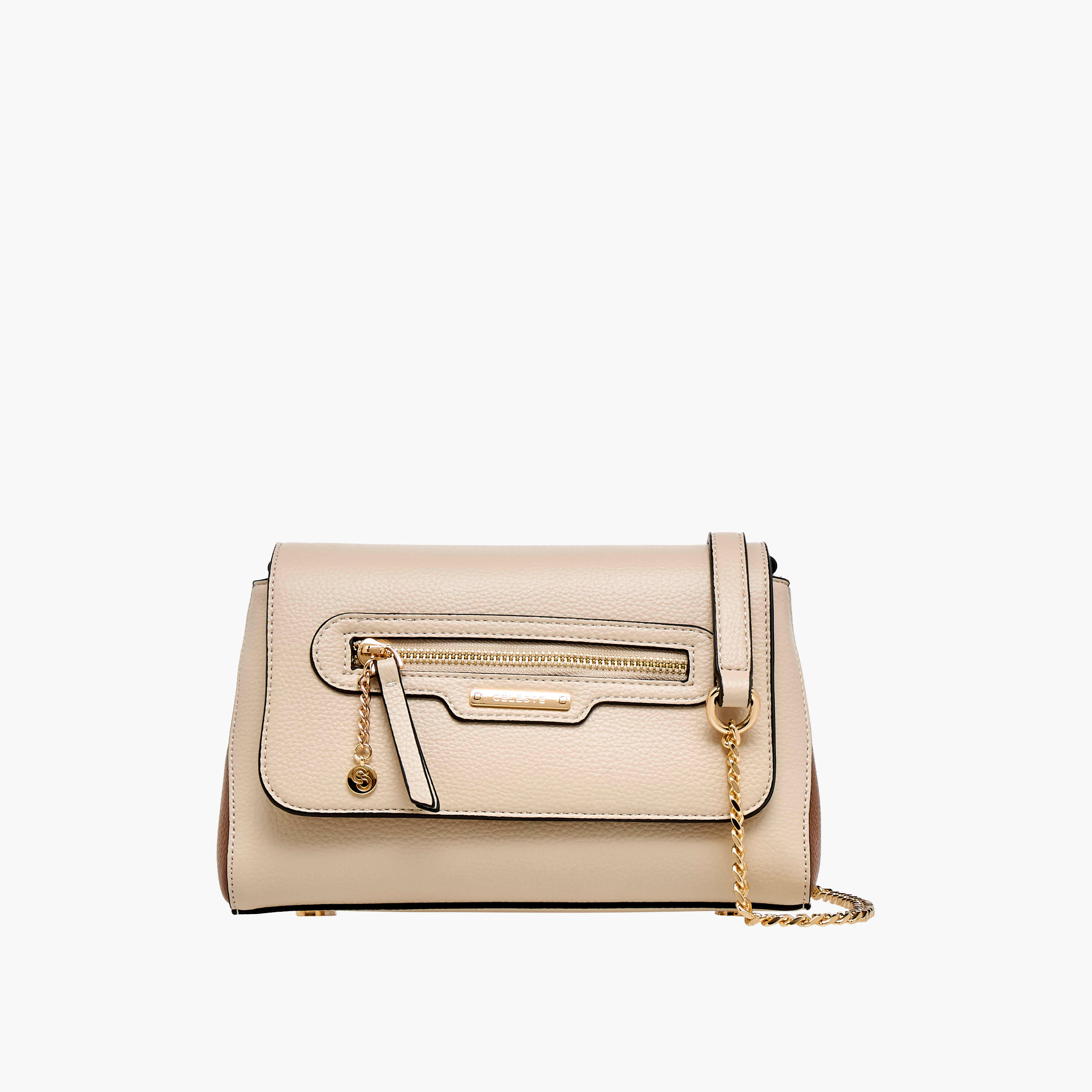 شنطة كروس بودي سادة بحزام سلسلة قابل للفصل وزر إغلاق من سيليست-women-bagsandwallets-handbags-image-1