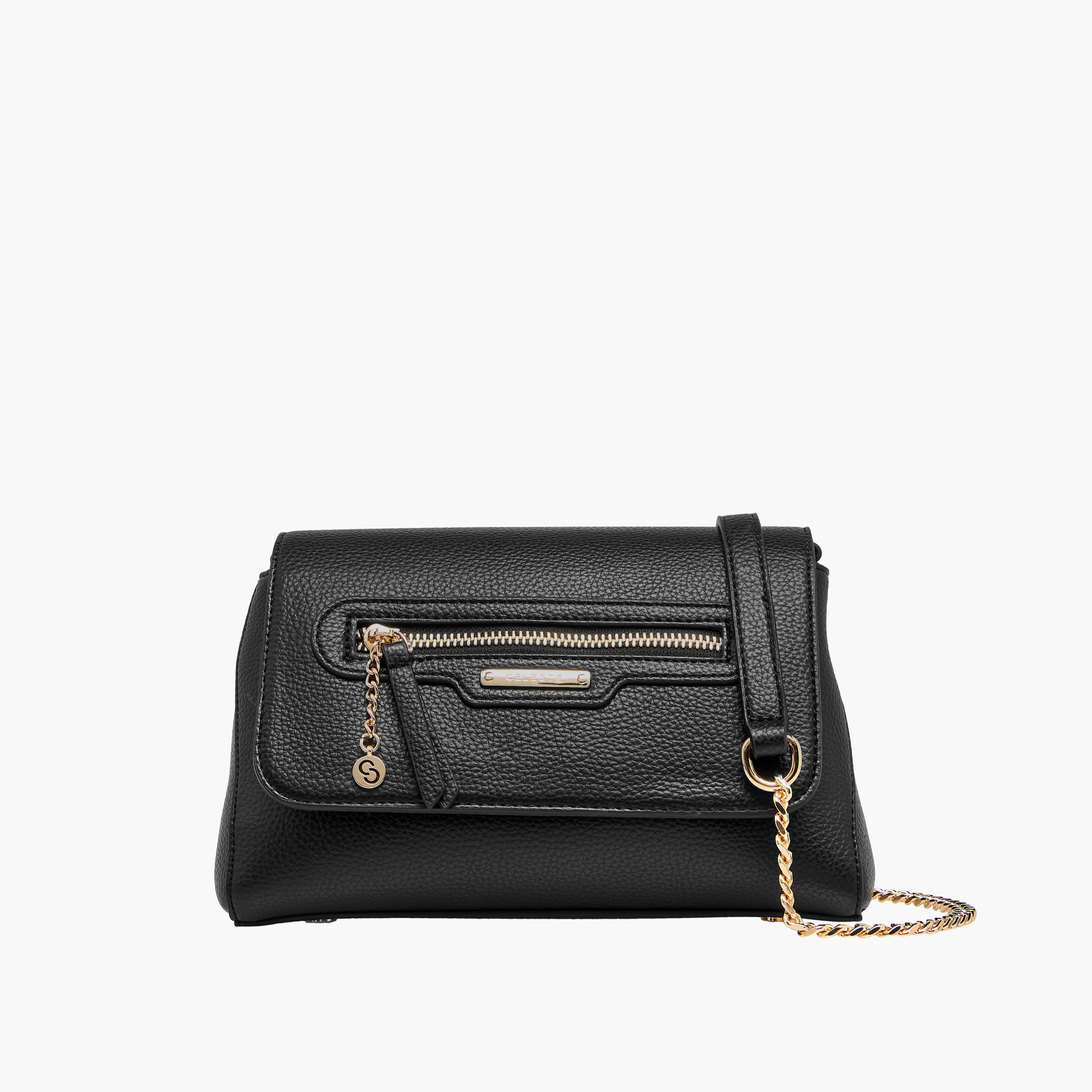 شنطة كروس بودي سادة بحزام سلسلة قابل للفصل وزر إغلاق من سيليست-women-bagsandwallets-handbags-image-1