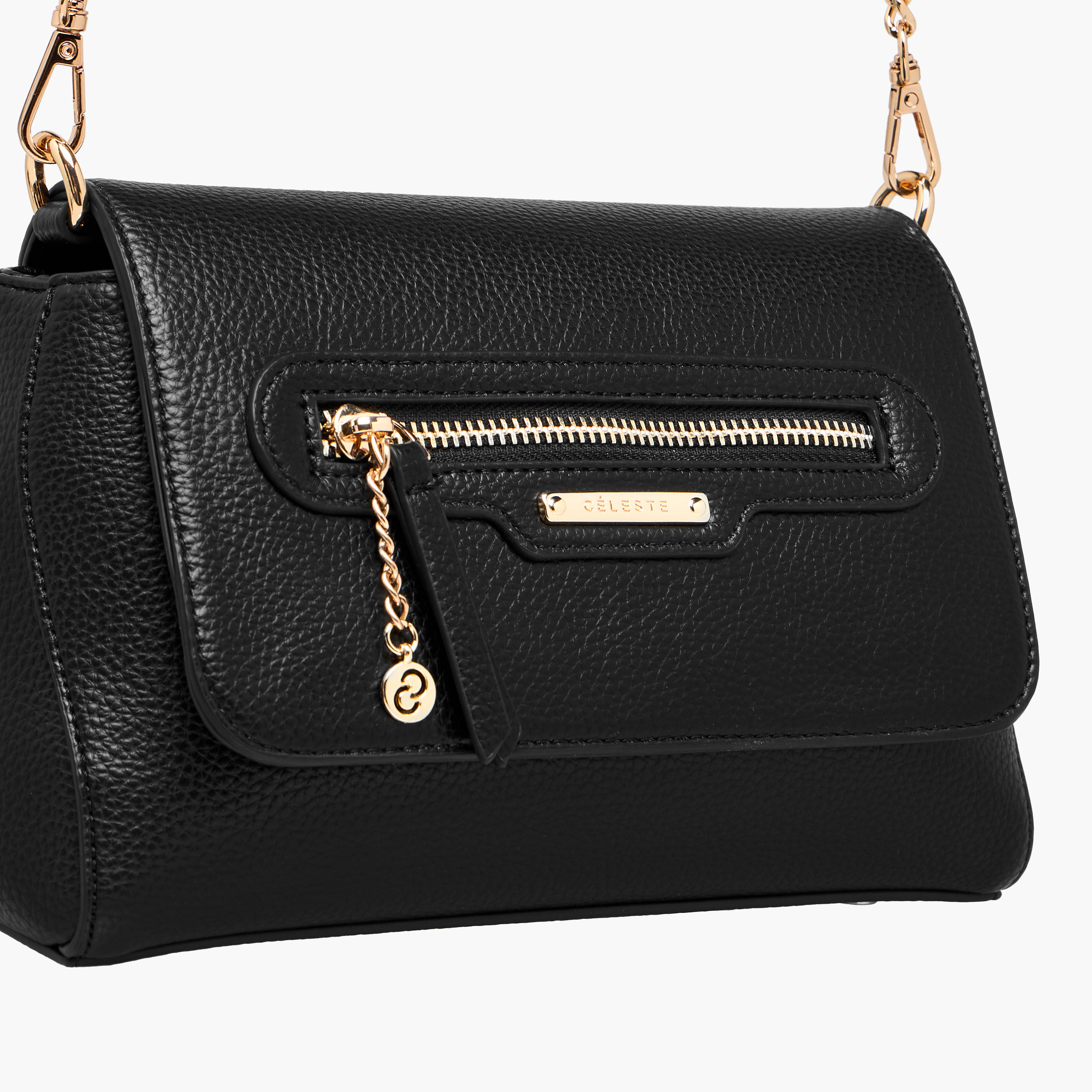 شنطة كروس بودي سادة بحزام سلسلة قابل للفصل وزر إغلاق من سيليست-women-bagsandwallets-handbags-image-5