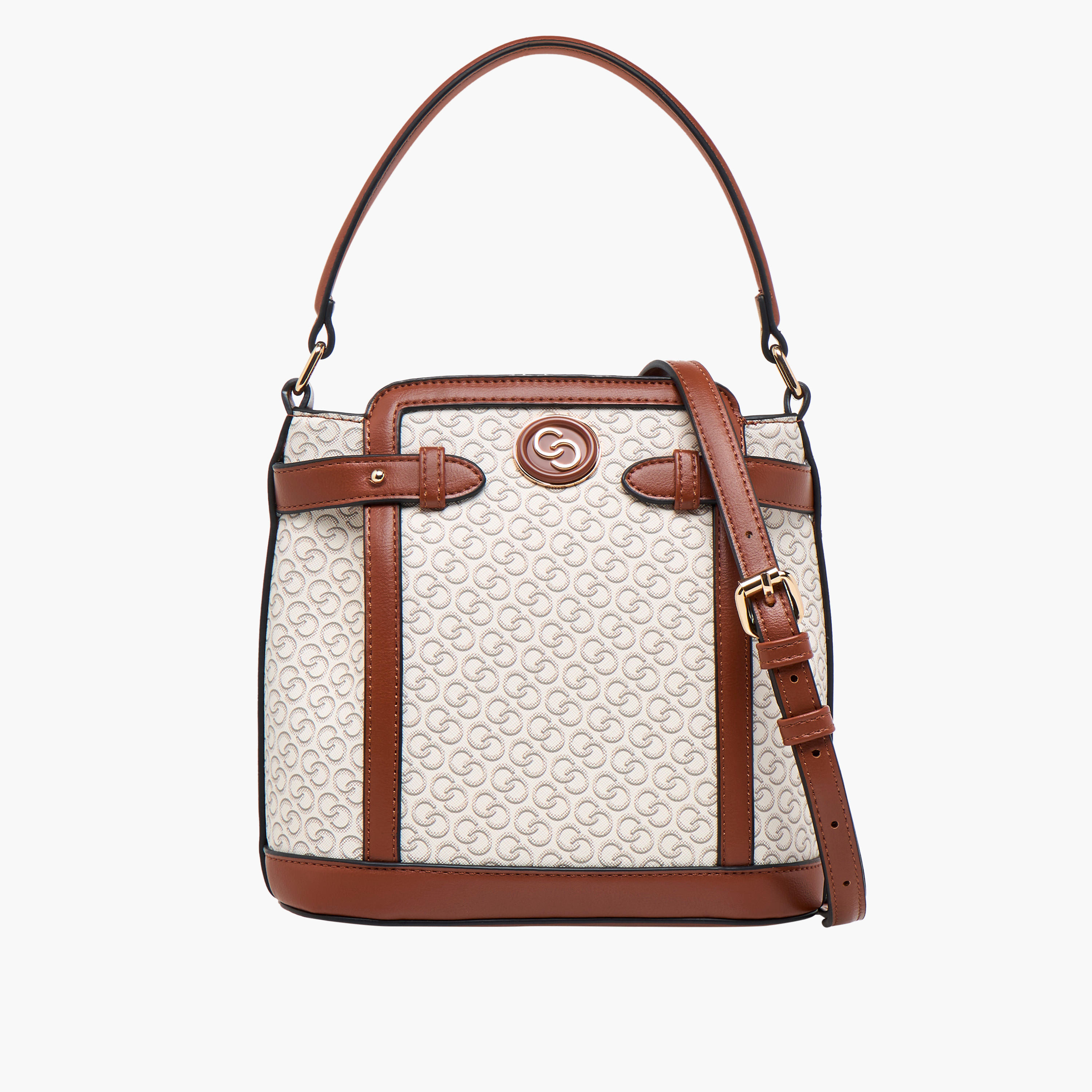شنطة كتف بحزام قابل للفصل وسحاب إغلاق وطبعات مونوجرام من سيليست-women-bagsandwallets-handbags-image-1