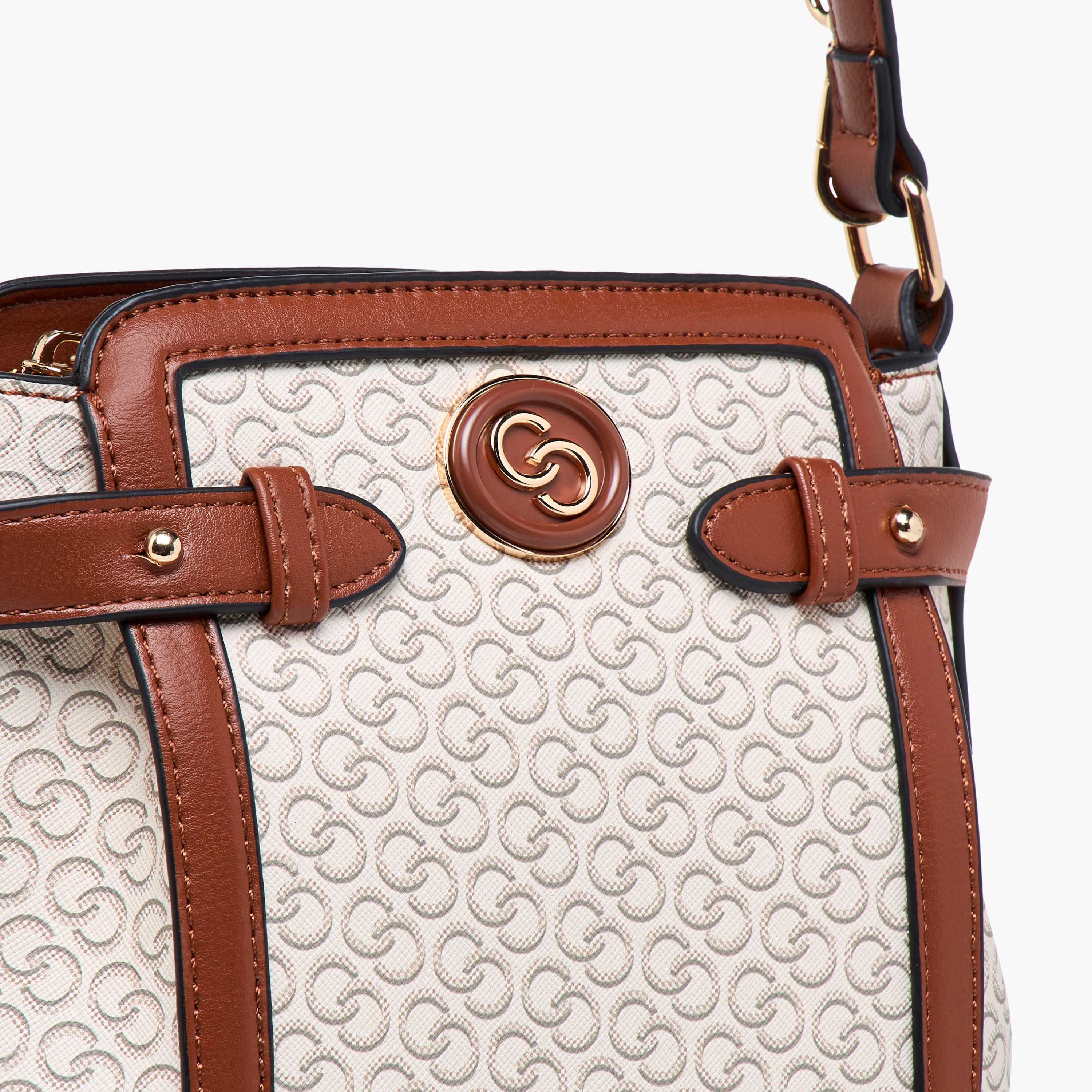 شنطة كتف بحزام قابل للفصل وسحاب إغلاق وطبعات مونوجرام من سيليست-women-bagsandwallets-handbags-image-5