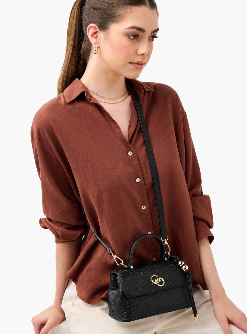 شنطة كروس بودي بحزام قابل للفصل وقفل إغلاق دوّار ونقوش مونوجرام من سيليست-women-bagsandwallets-handbags-image-3