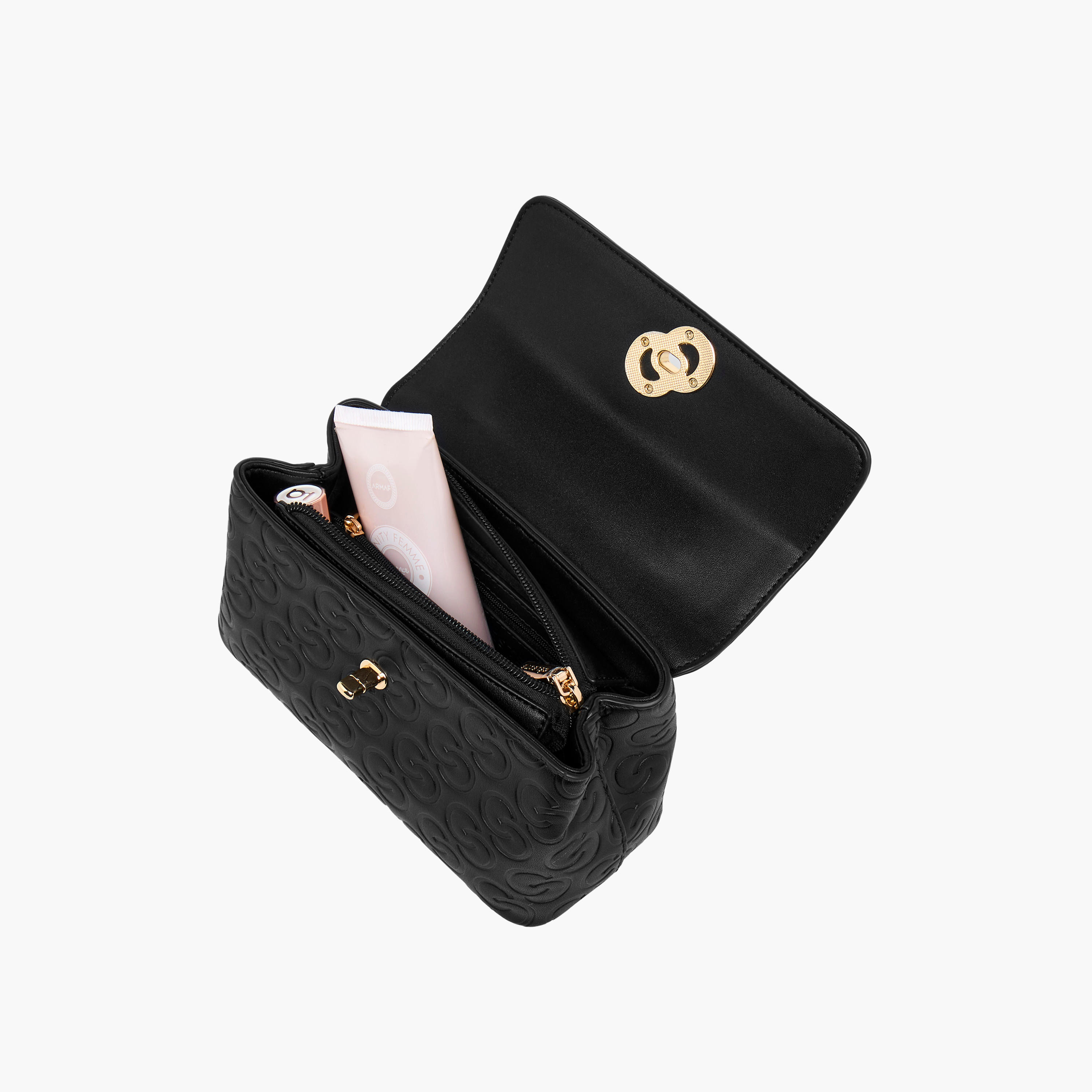 شنطة كروس بودي بحزام قابل للفصل وقفل إغلاق دوّار ونقوش مونوجرام من سيليست-women-bagsandwallets-handbags-image-10