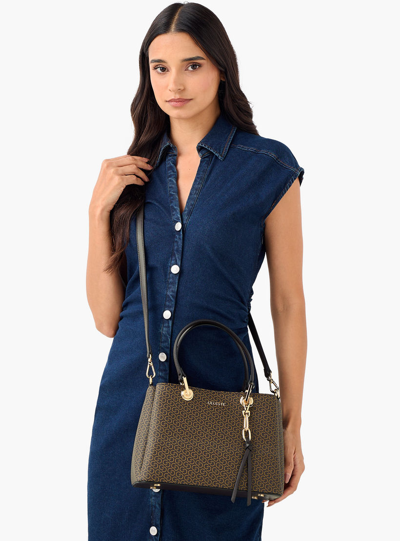 شنطة توتي بطبعات مونوجرام وحزام قابل للفصل وسحاب إغلاق من سيليست-women-bagsandwallets-handbags-image-3