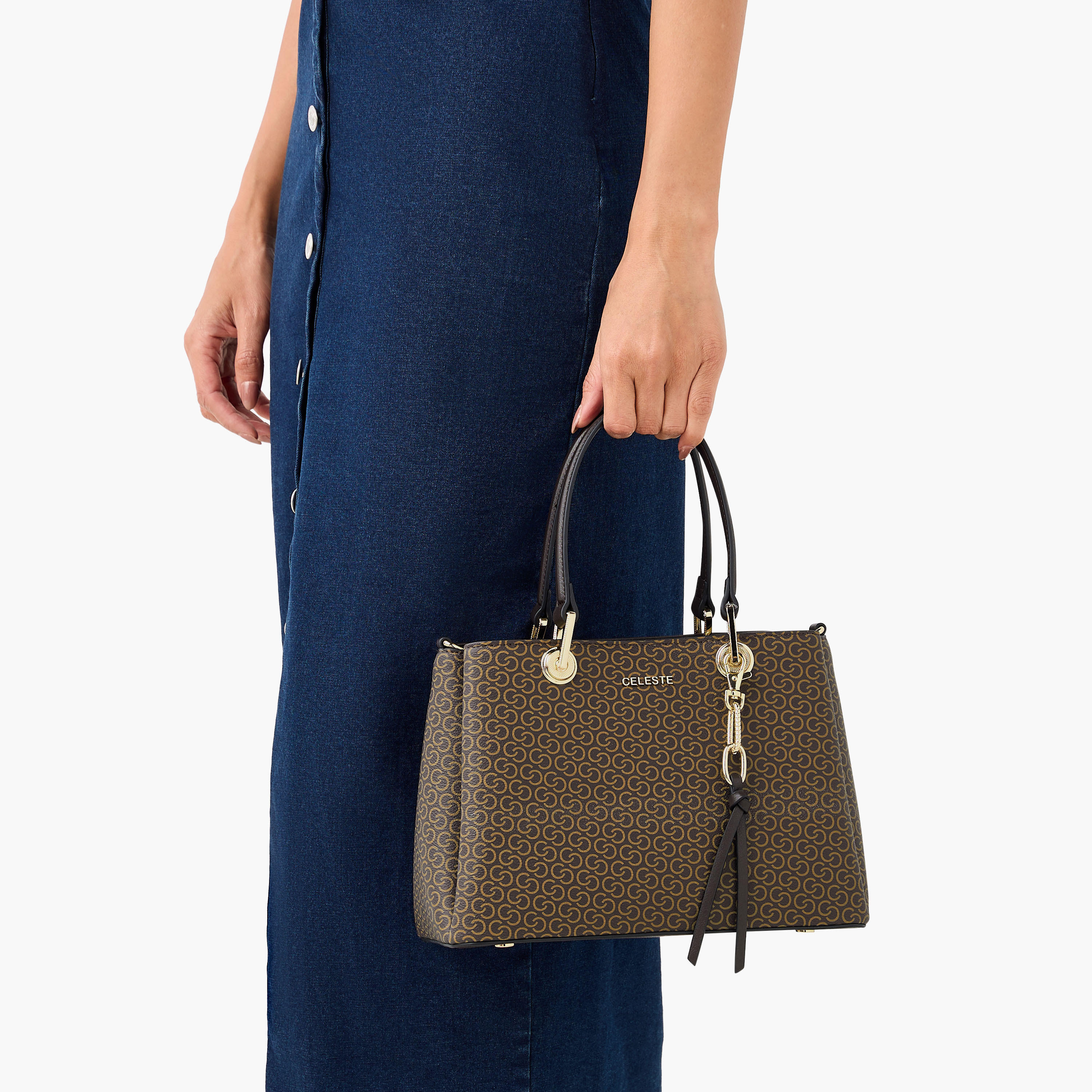 شنطة توتي بطبعات مونوجرام وحزام قابل للفصل وسحاب إغلاق من سيليست-women-bagsandwallets-handbags-image-9