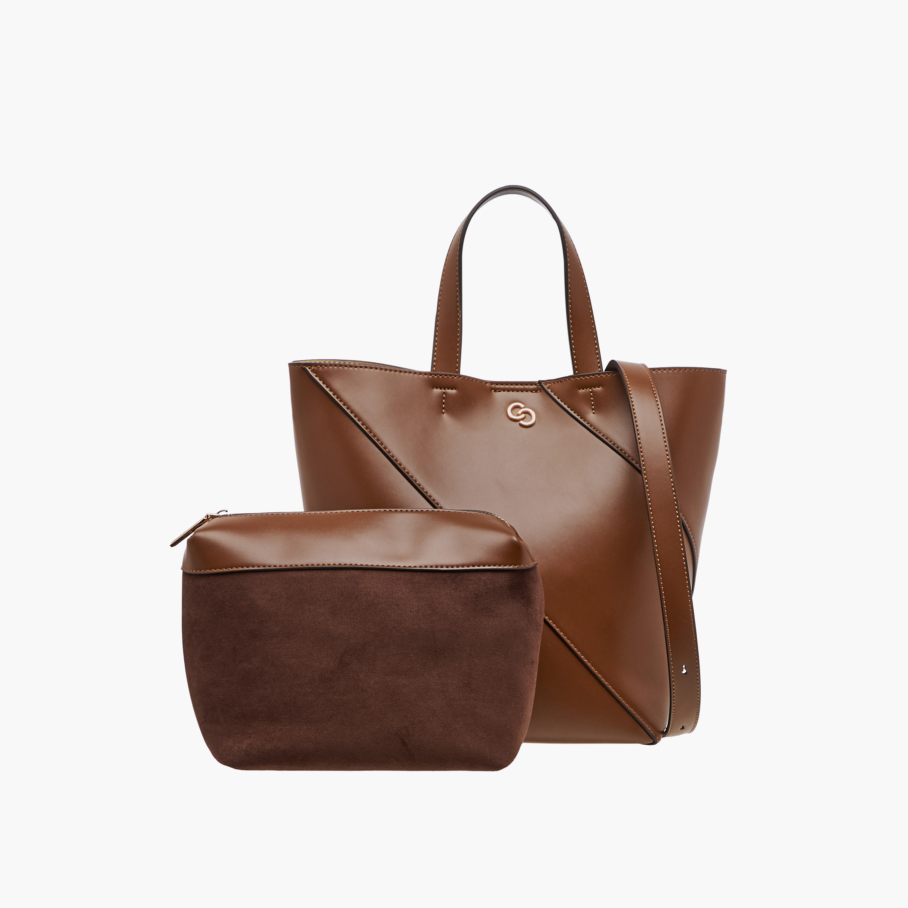 Celeste Panelled Tote Bag with Double Handle and Pouch-women-bagsandwallets-handbags-image-1