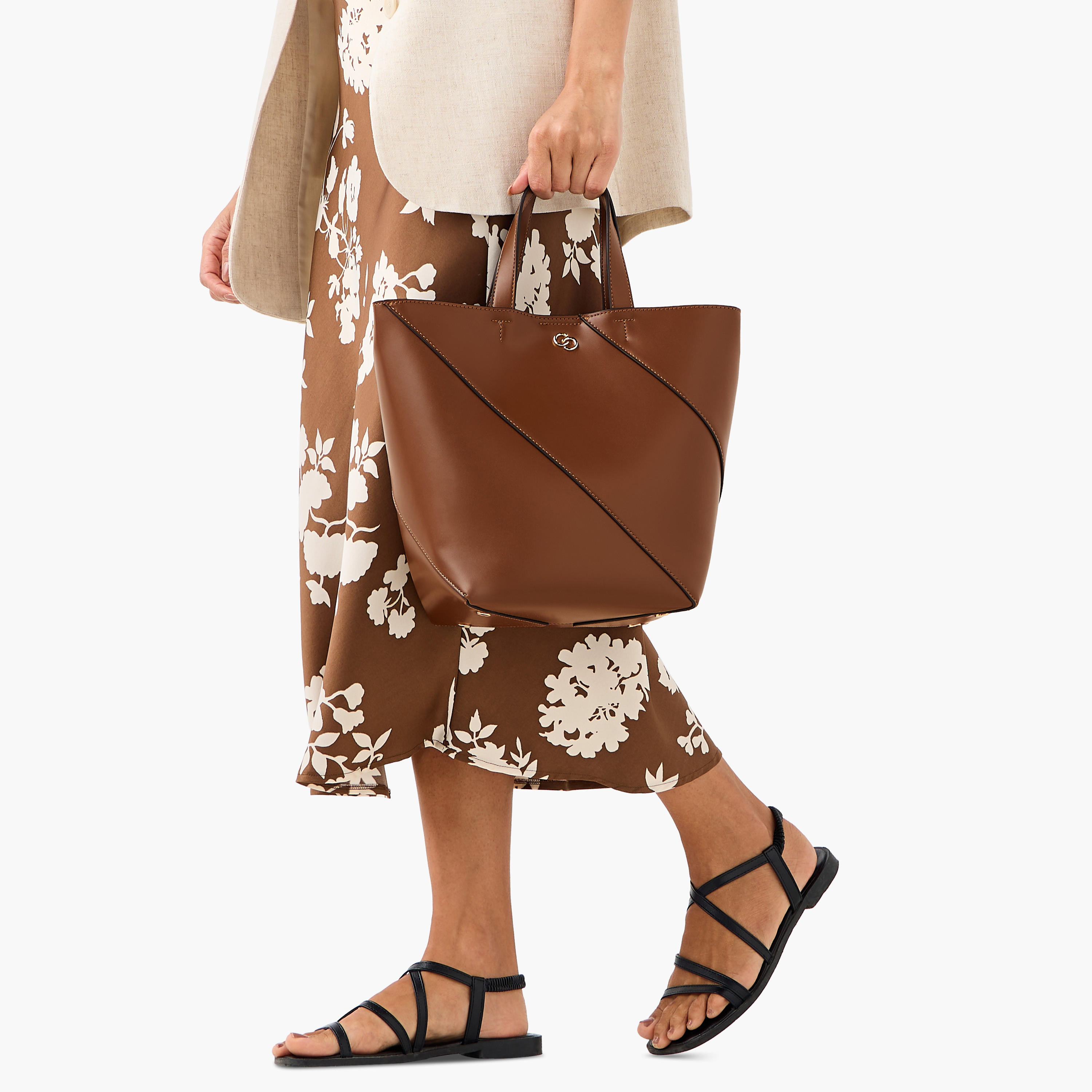 Celeste Panelled Tote Bag with Double Handle and Pouch-women-bagsandwallets-handbags-image-2