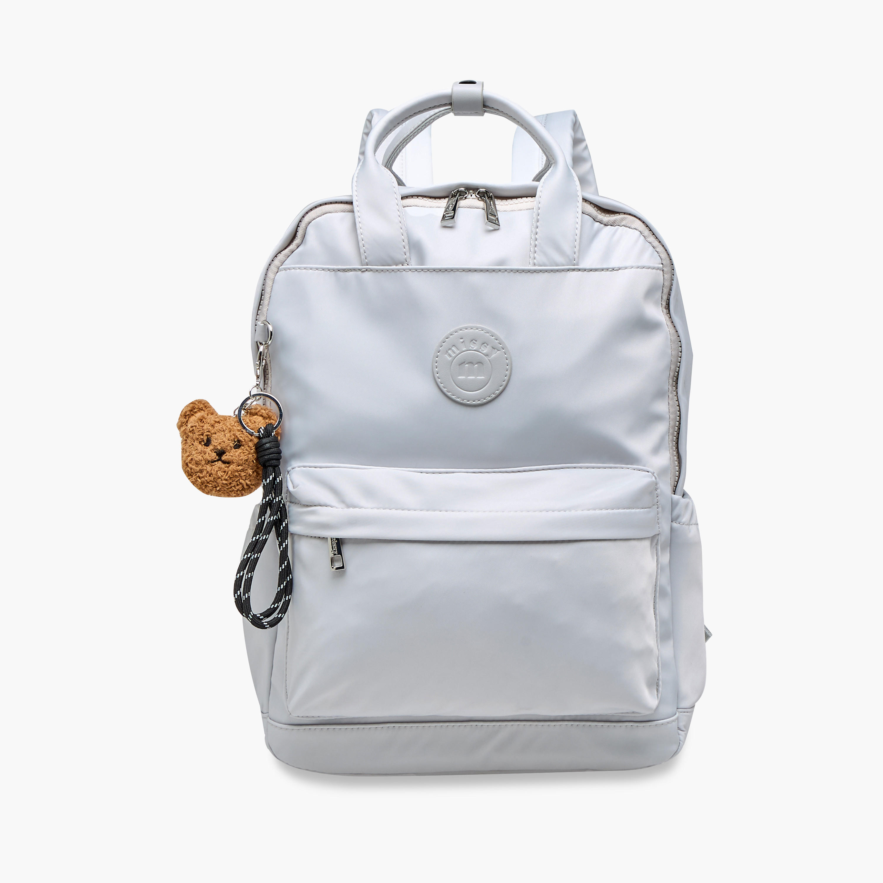 Missy Logo Applique Backpack with Adjustable Strap and Zip Closure - 12x30x41 cm-women-bagsandwallets-backpacks-image-4
