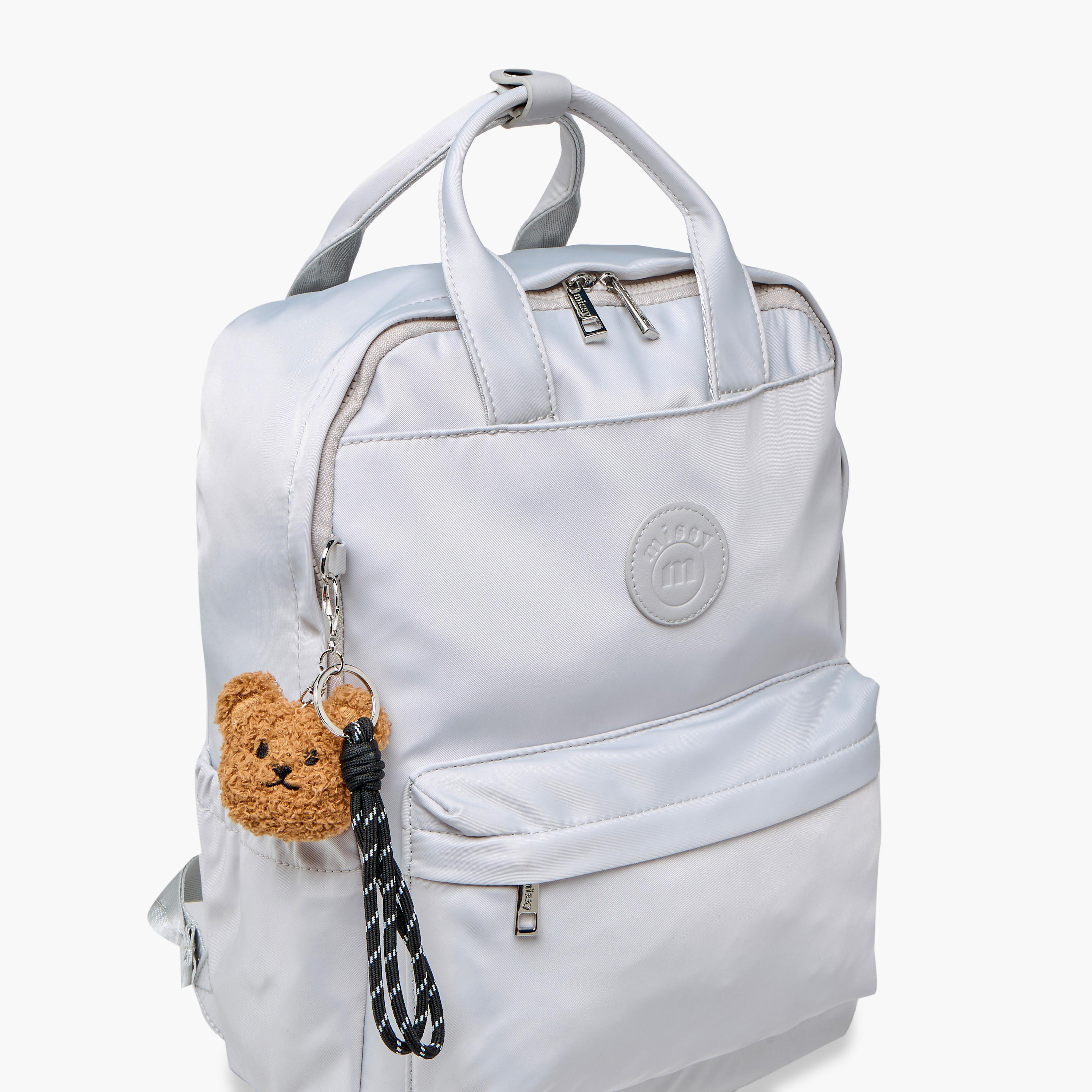 Missy Logo Applique Backpack with Adjustable Strap and Zip Closure - 12x30x41 cm-women-bagsandwallets-backpacks-image-5