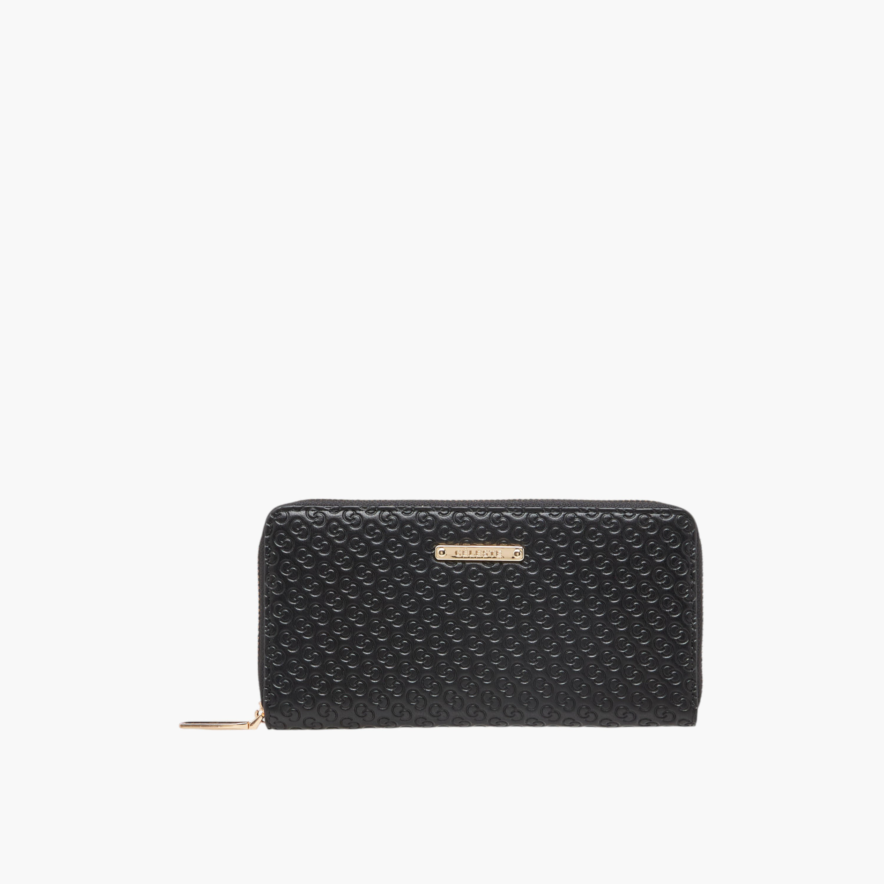محفظة بسحاب إغلاق دائري ونقوش مونوجرام من سيليست-women-bagsandwallets-wallets-image-1