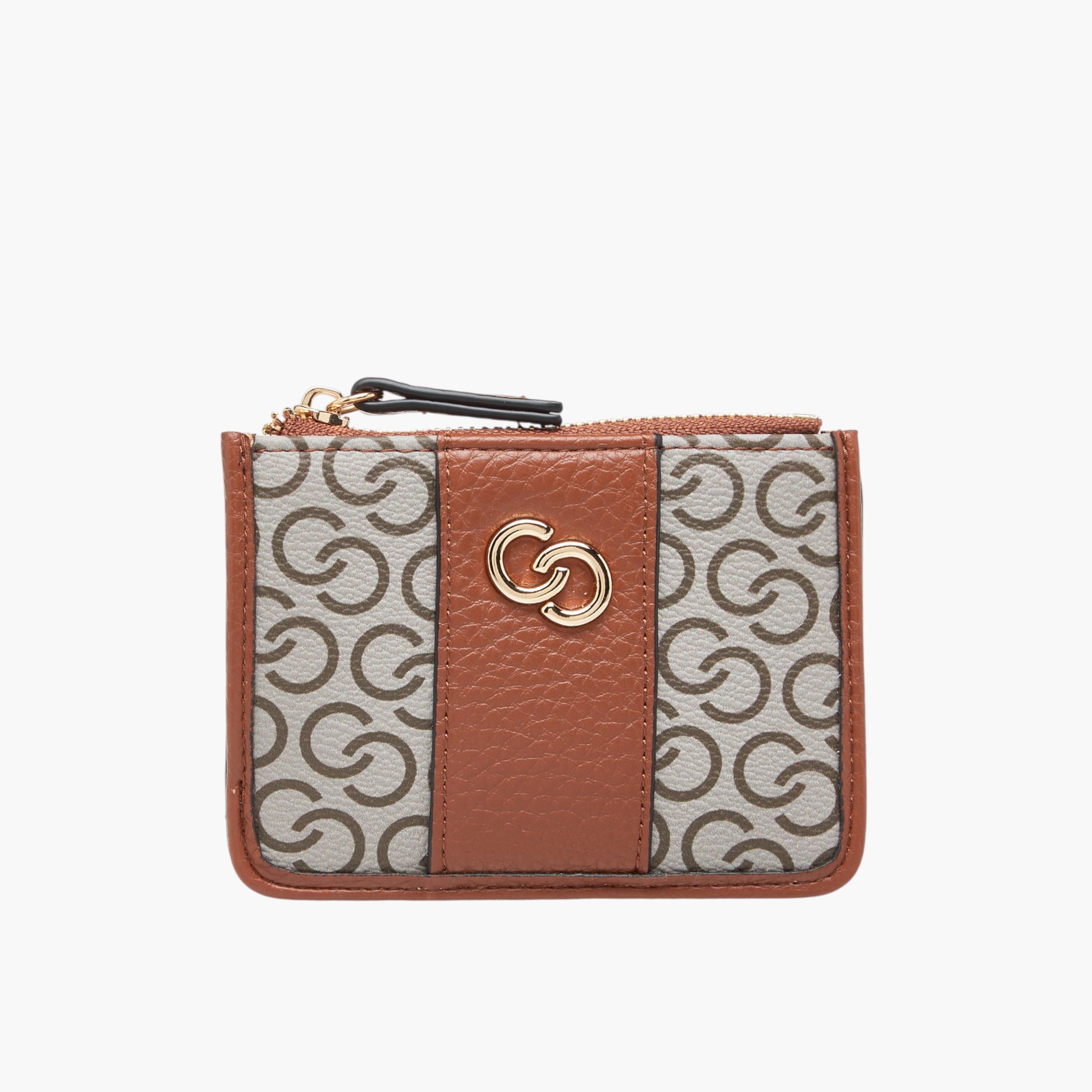 Celeste Monogram Print Wallet with Zip Closure-women-bagsandwallets-wallets-image-1