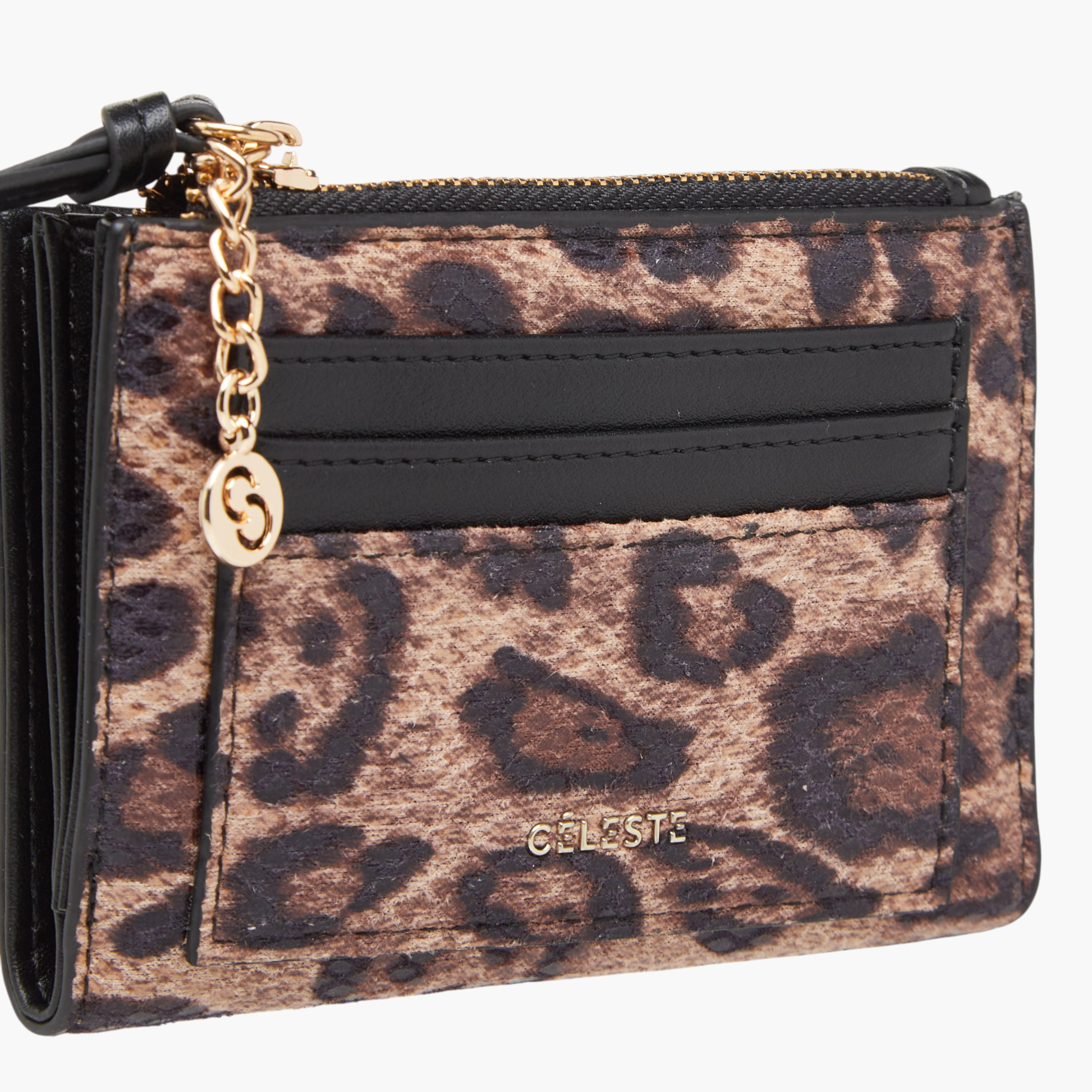 محفظة مزدوجة الطية بسحاب إغلاق وطبعات حيوانات من سيليست-women-bagsandwallets-wallets-image-3