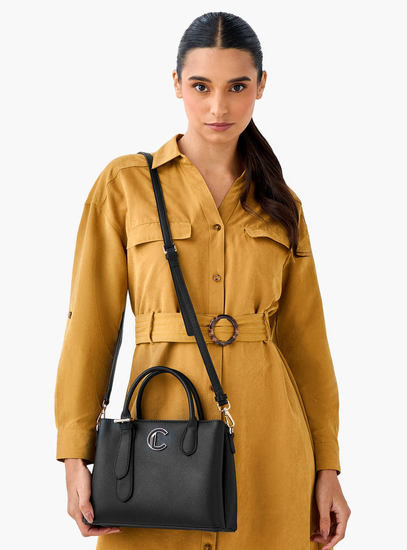 Le Confort Textured Tote Bag with Detachable Strap and Zip Closure-women-bagsandwallets-handbags-image-3