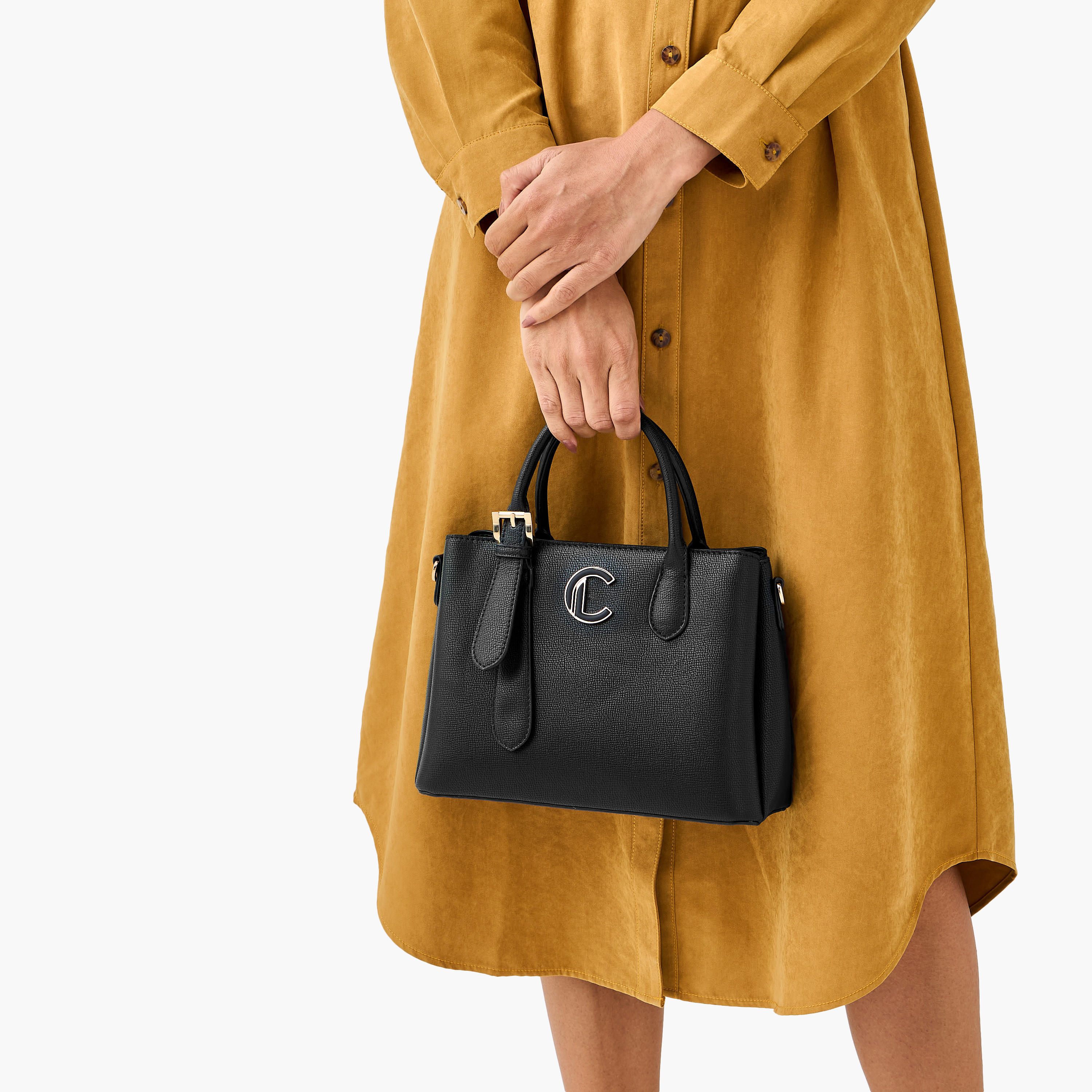 شنطة توتي بارزة الملمس بحزام قابل للفصل وسحاب إغلاق من لو كونفورت-women-bagsandwallets-handbags-image-9