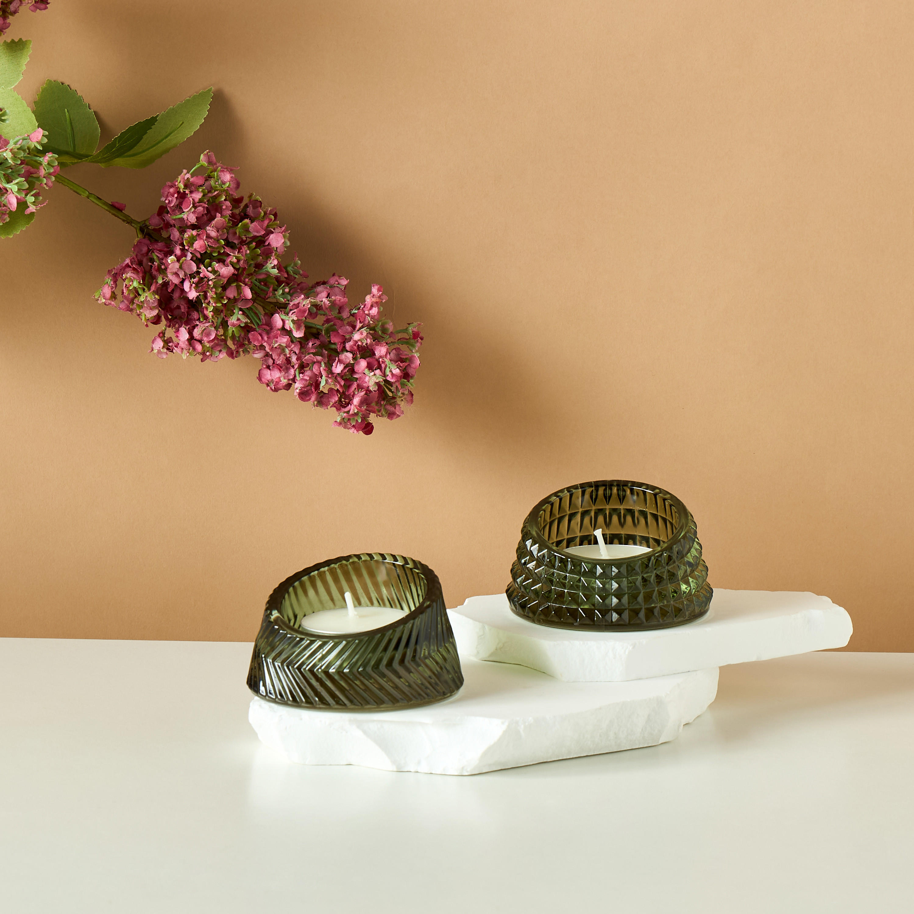 Textured Glass Tealight Candleholder - Set of 2-household-homefragrance-candles-image-1
