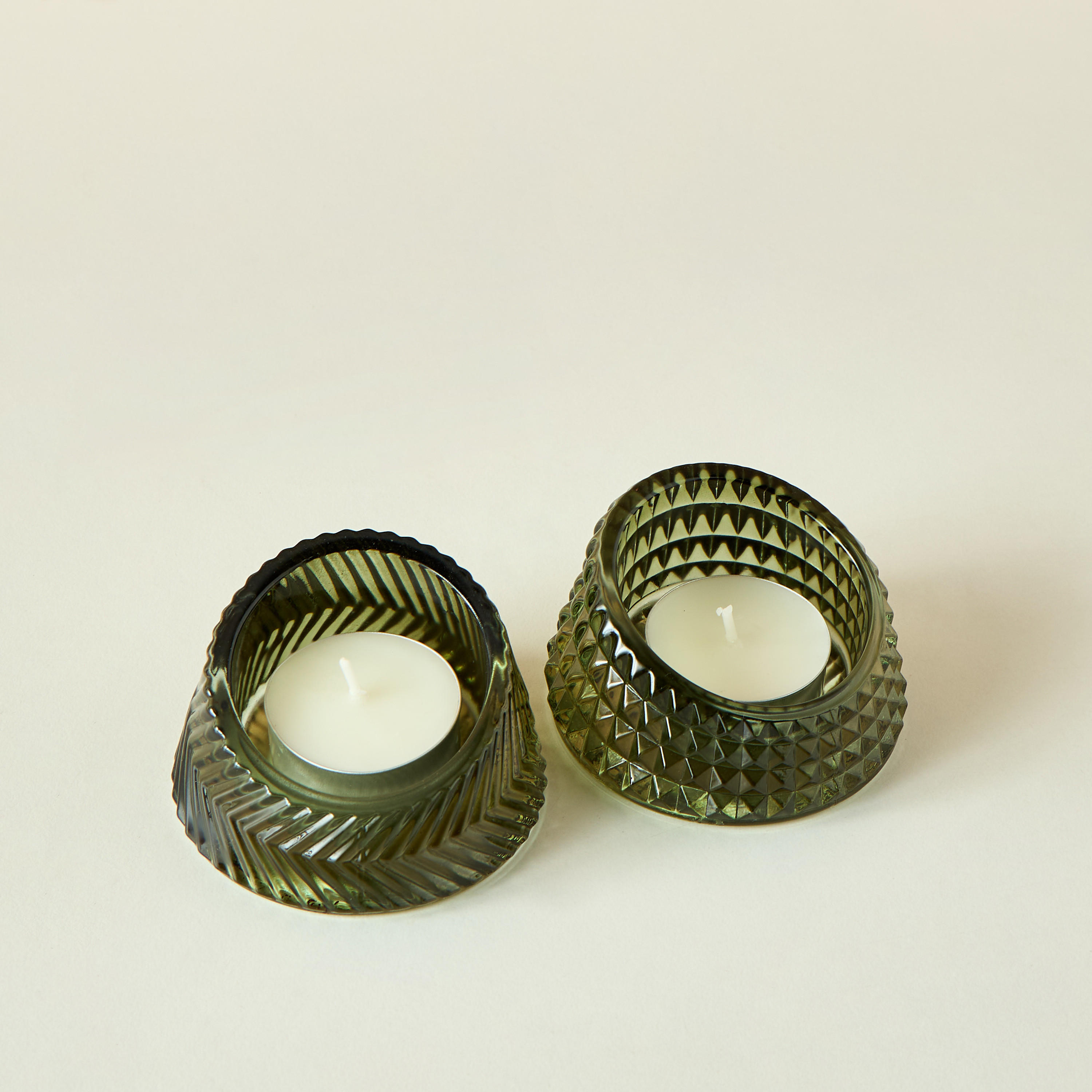 Textured Glass Tealight Candleholder - Set of 2-household-homefragrance-candles-image-2