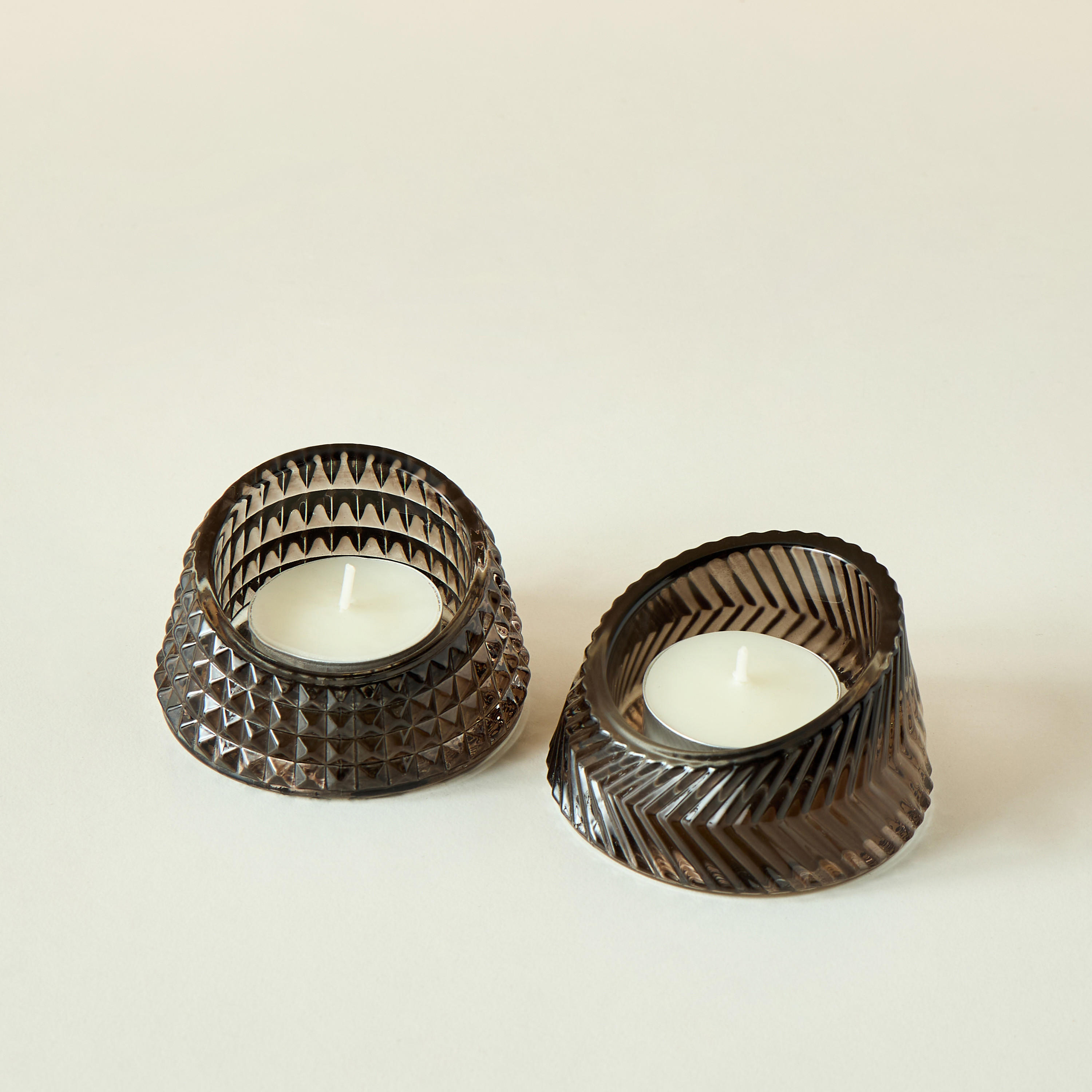 Textured Glass Tealight Candleholder - Set of 2-household-homefragrance-candles-image-2