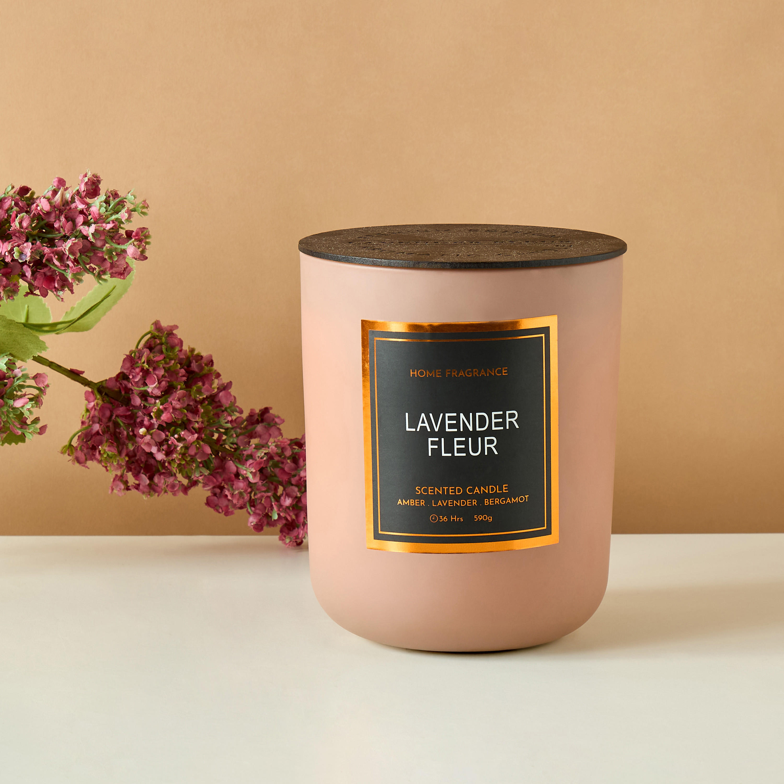 Elegance Matt  Lavender Fleur Scented Glass Jar Candle - 590 gms-household-homefragrance-candles-image-1