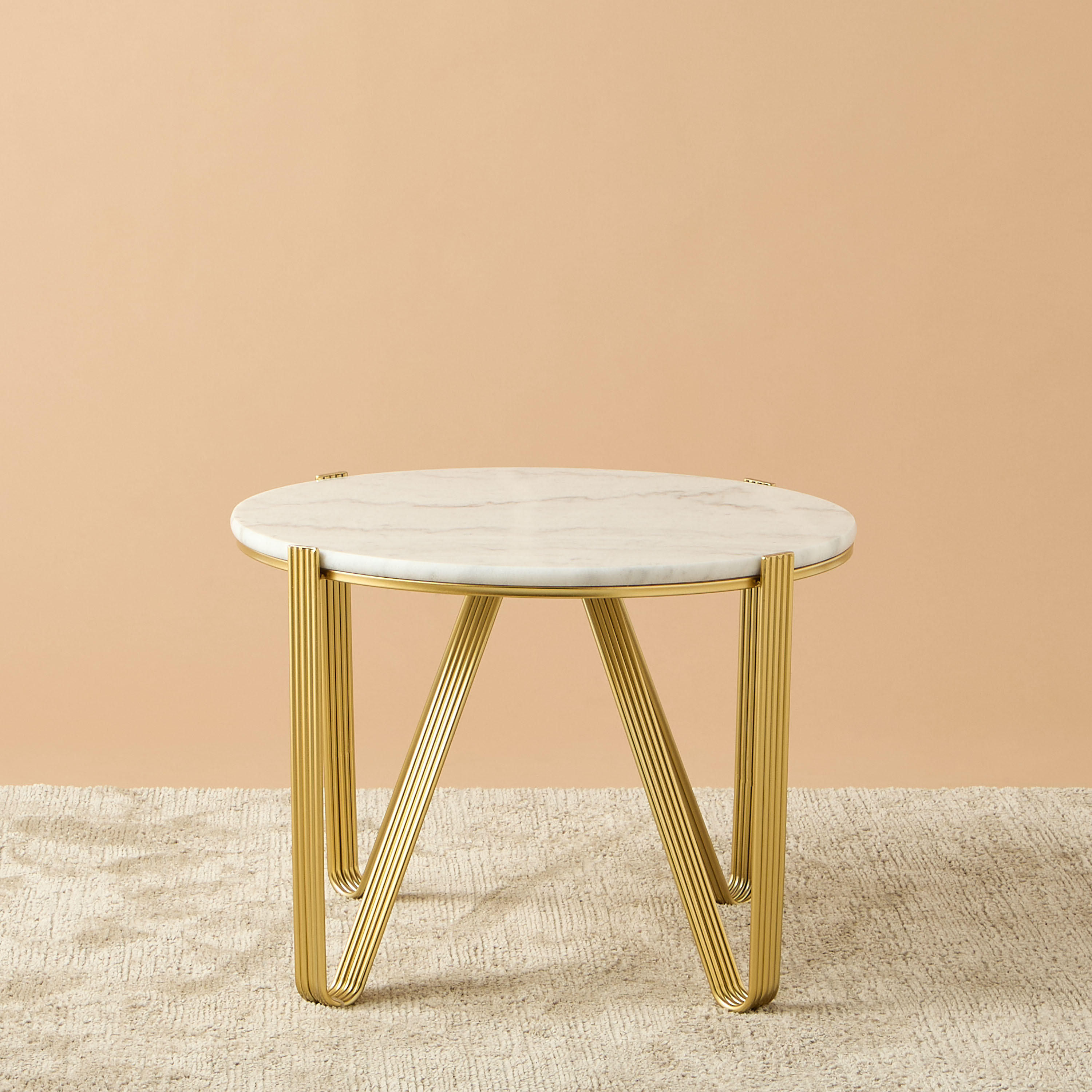 طاولة جانبية مستديرة بسطح رخام - 60x45 سم-furniture-livingroom-sideandendtables-image-1