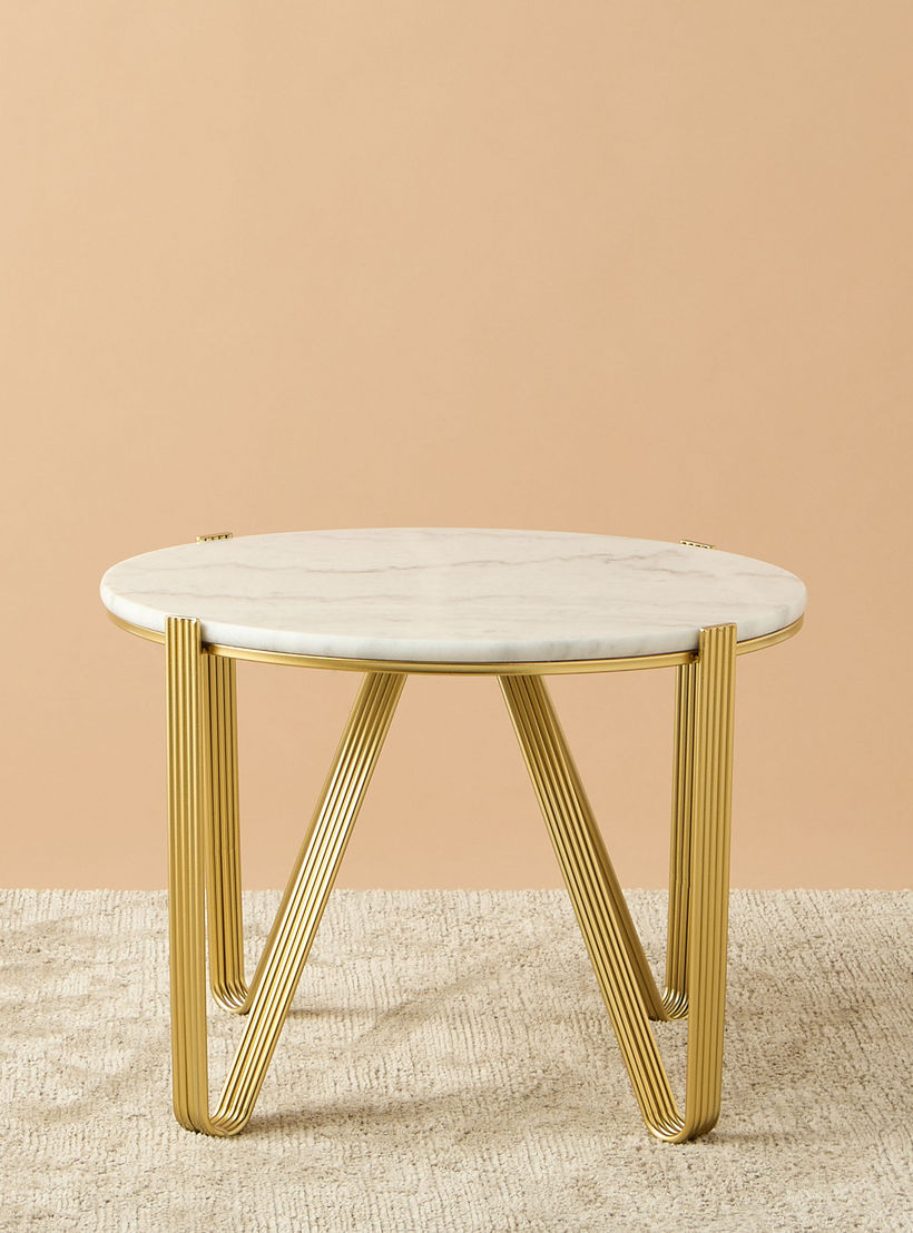 طاولة جانبية مستديرة بسطح رخام - 60x45 سم-furniture-livingroom-sideandendtables-image-1
