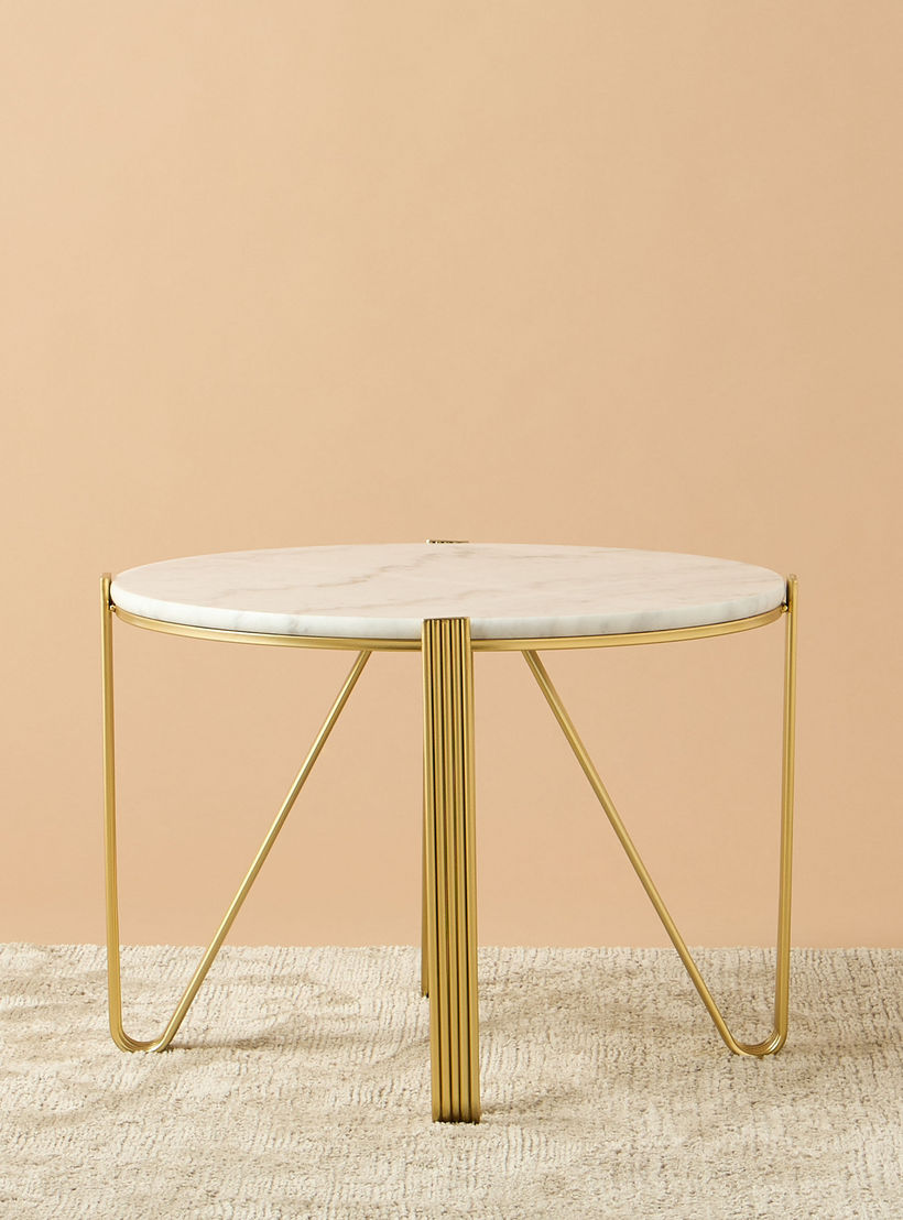 طاولة جانبية مستديرة بسطح رخام - 60x45 سم-furniture-livingroom-sideandendtables-image-3