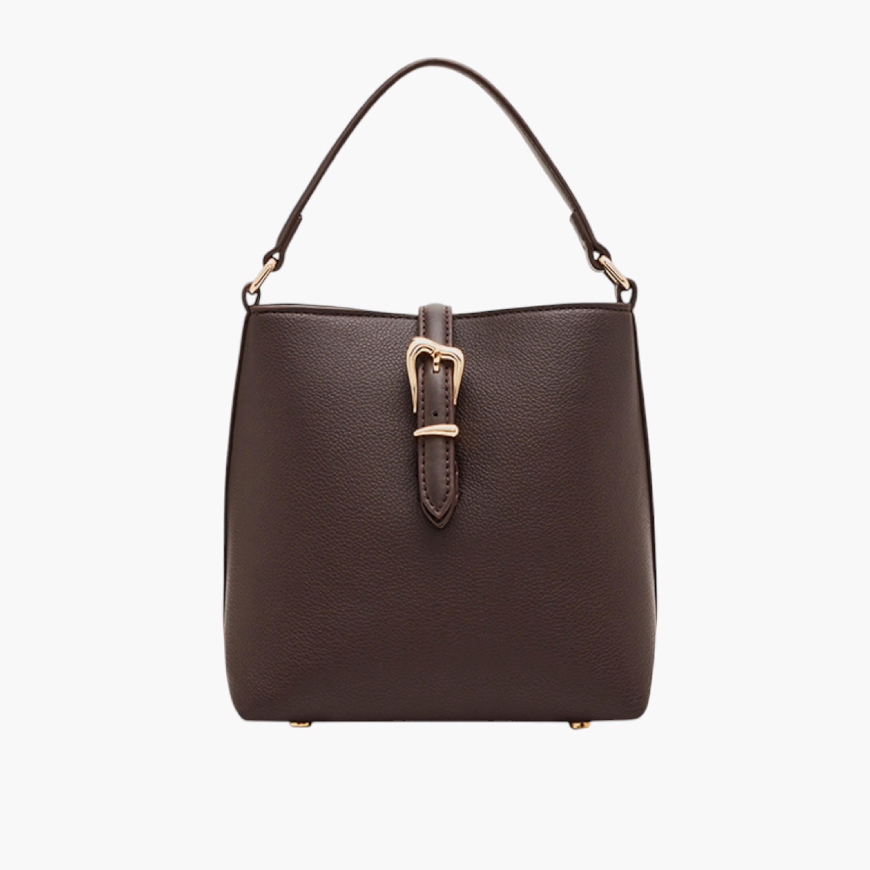Anne Klein Textured Tote Bag with Open Top and Buckle Detail-women-bagsandwallets-handbags-image-1