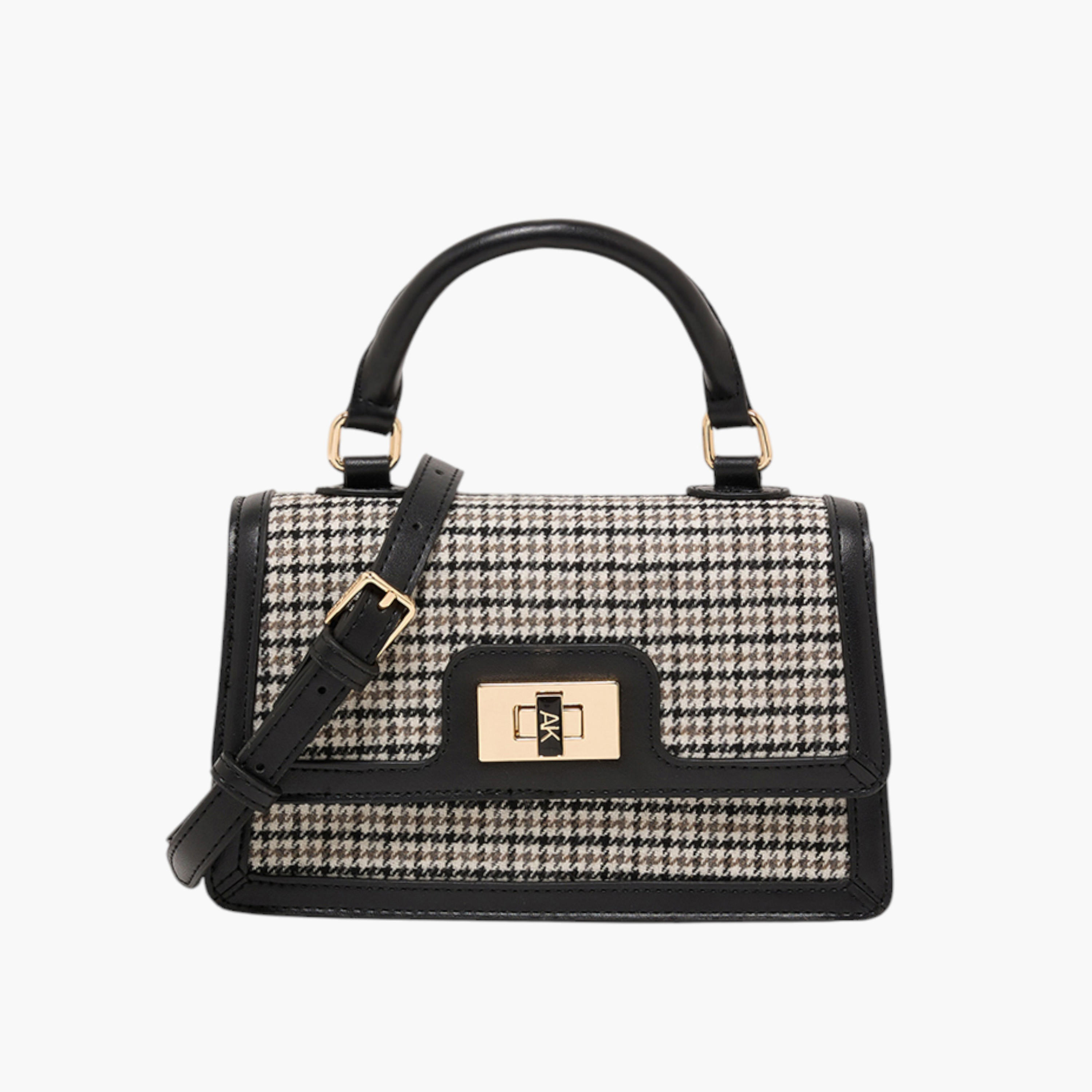 Anne Klein Houndstooth Check Crossbody Bag with Detachable Strap-women-bagsandwallets-handbags-image-1