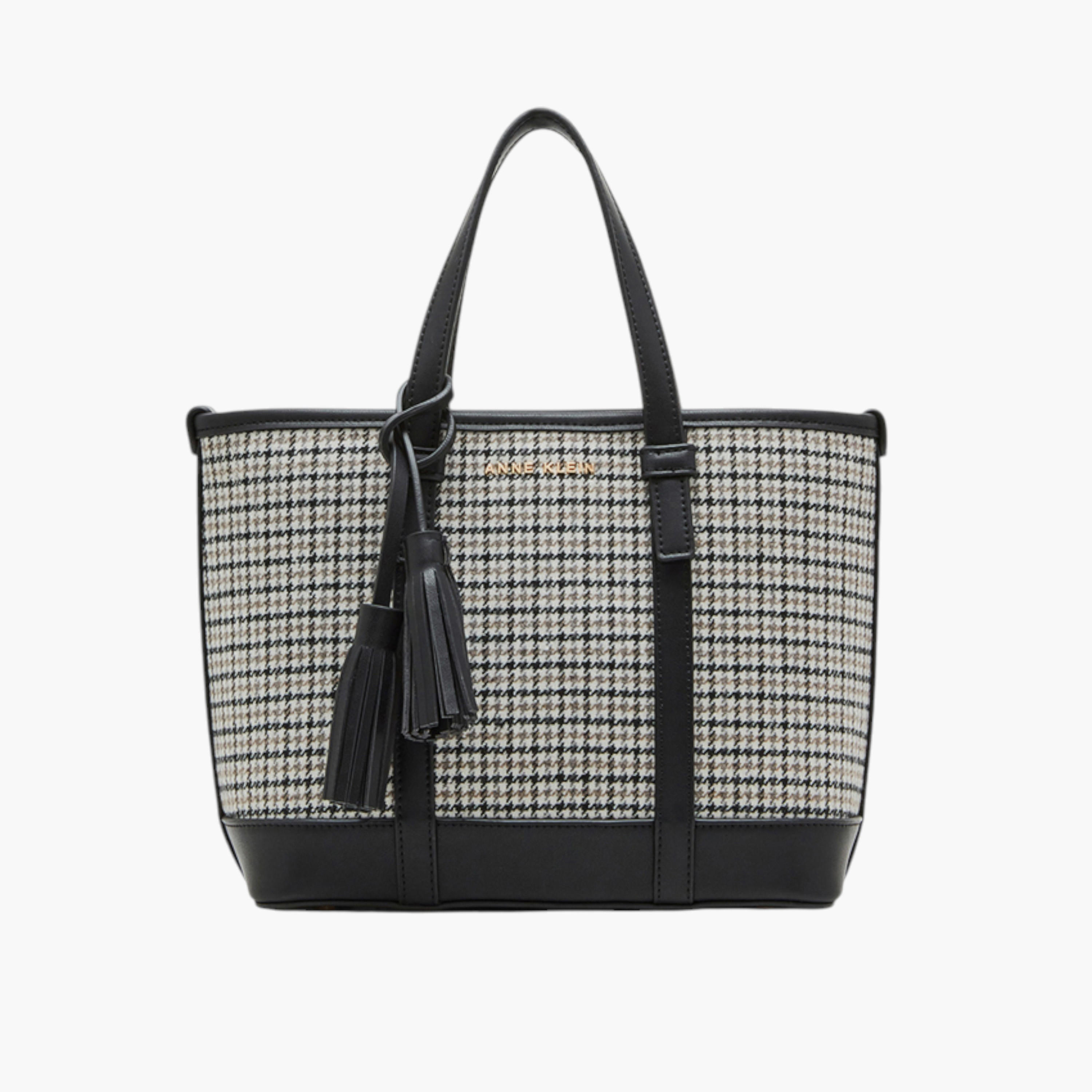 شنطة توتي بتفاصيل هاوندستوث ومقابض مزدوجة وسحاب إغلاق من آن كلاين-women-bagsandwallets-handbags-image-1