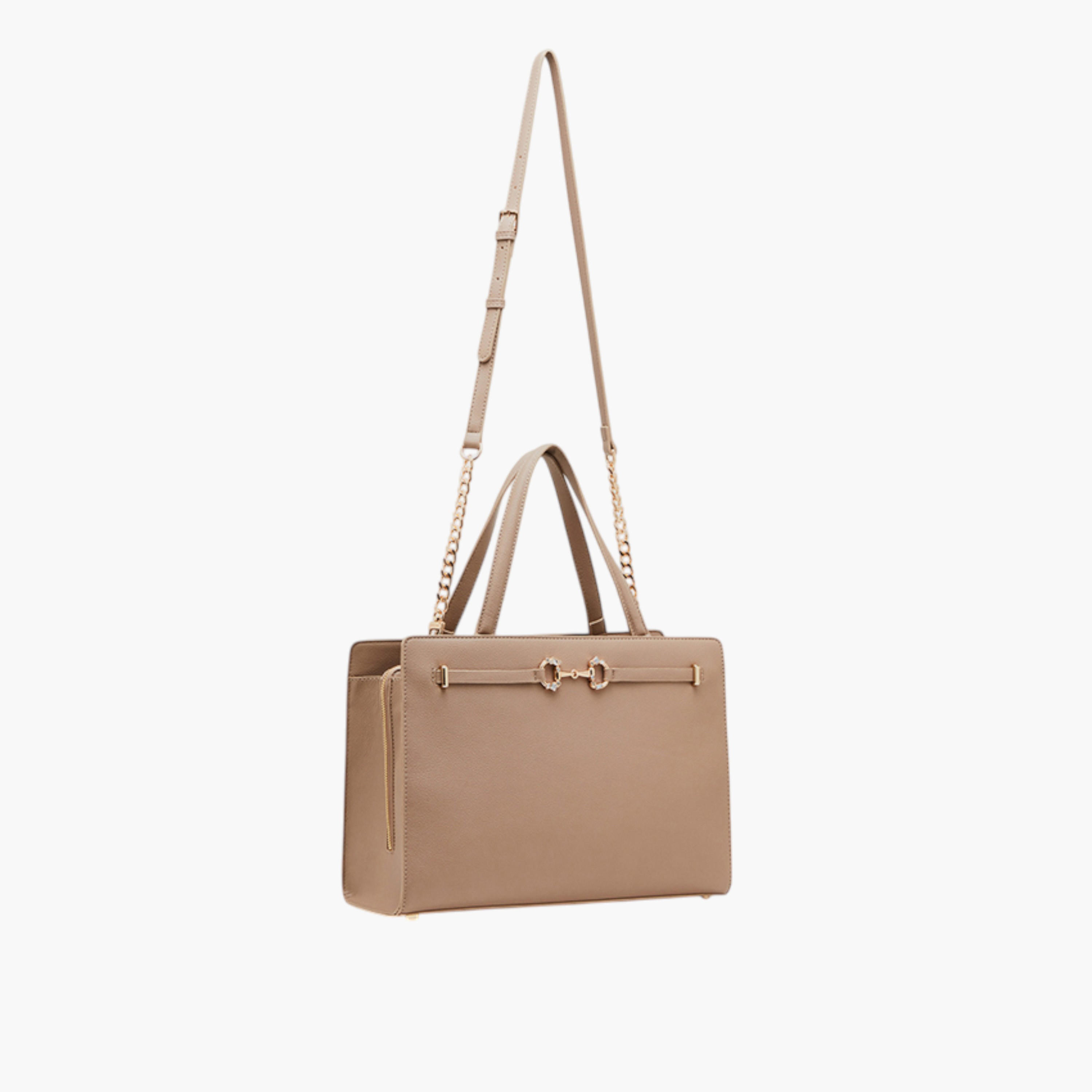 Anne Klein Solid Tote Bag with Double Handle and Zip Closure-women-bagsandwallets-handbags-image-5