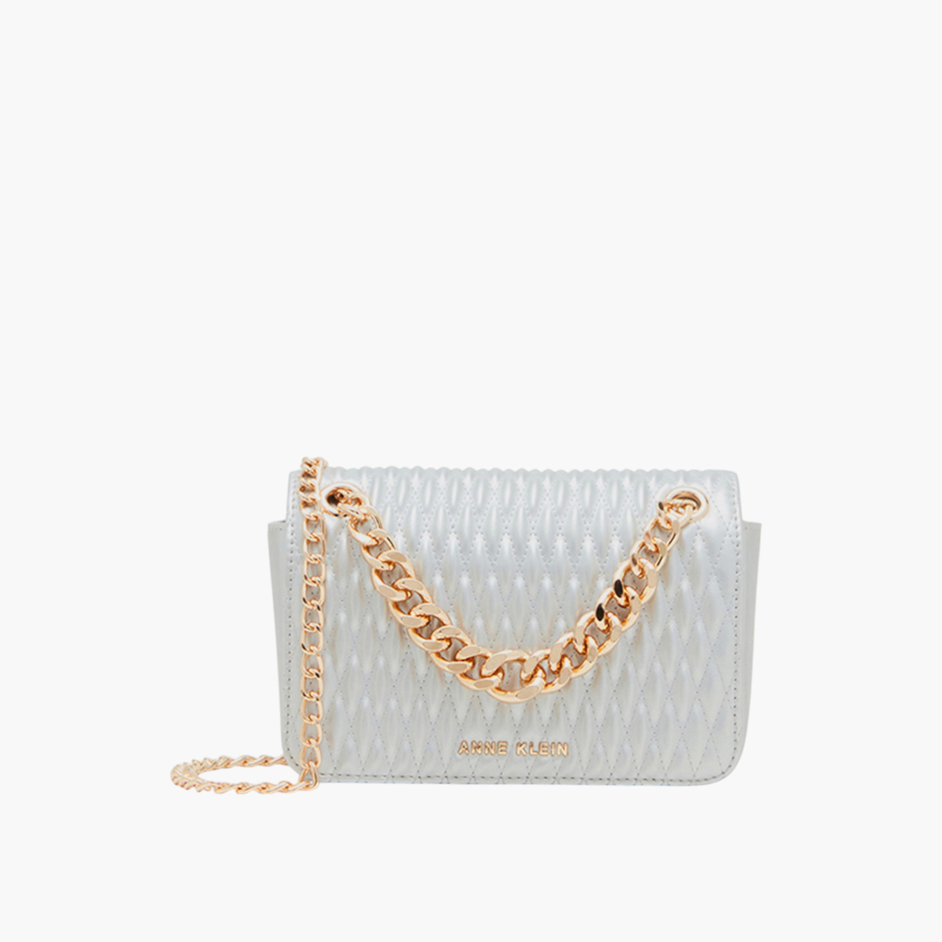 شنطة كروس بودي مبطنة بحزام سلسلة وطية إغلاق من آن كلاين-women-bagsandwallets-handbags-image-1