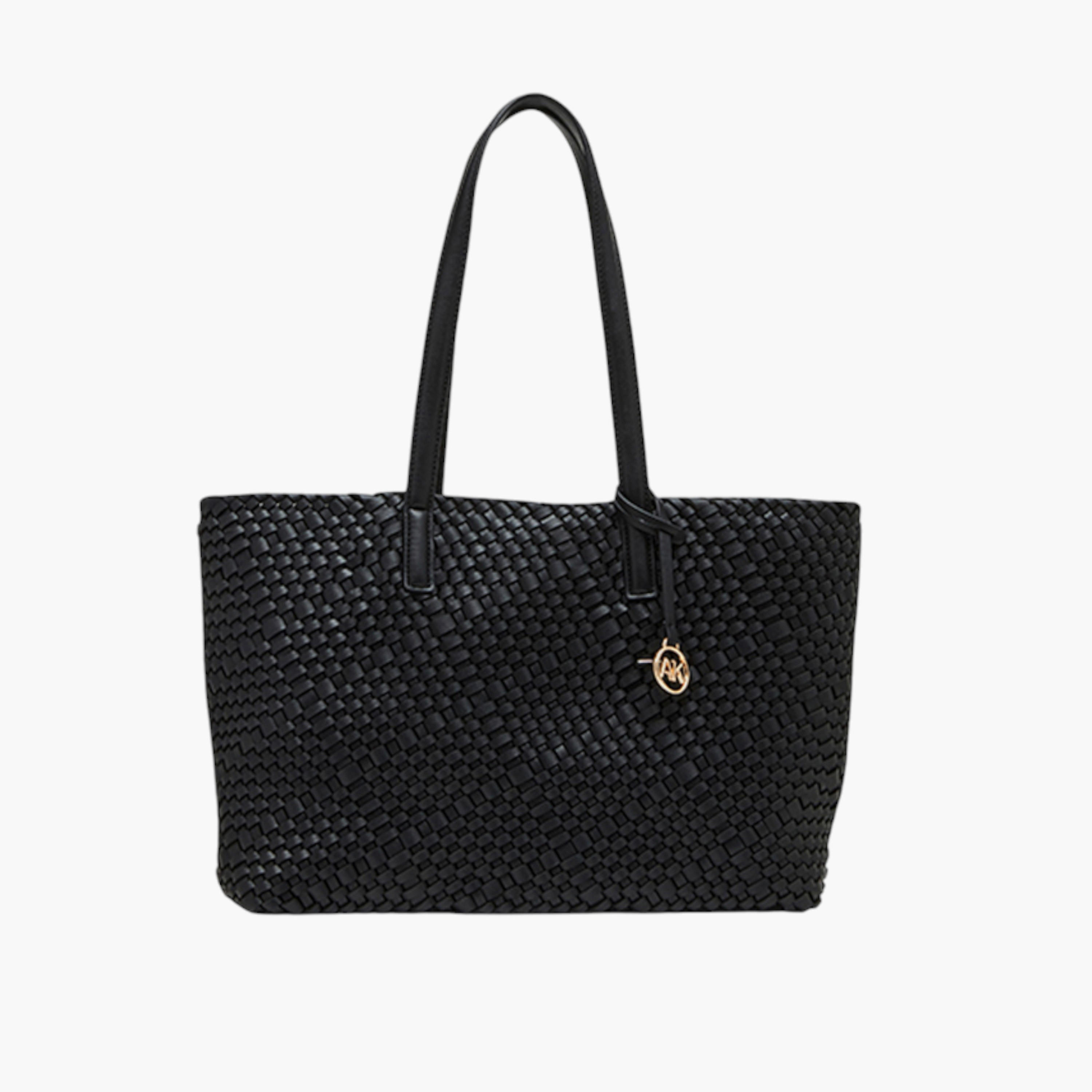 Anne Klein Weave Textured Tote Bag with Charm Detail and Double Handle-women-bagsandwallets-handbags-image-1
