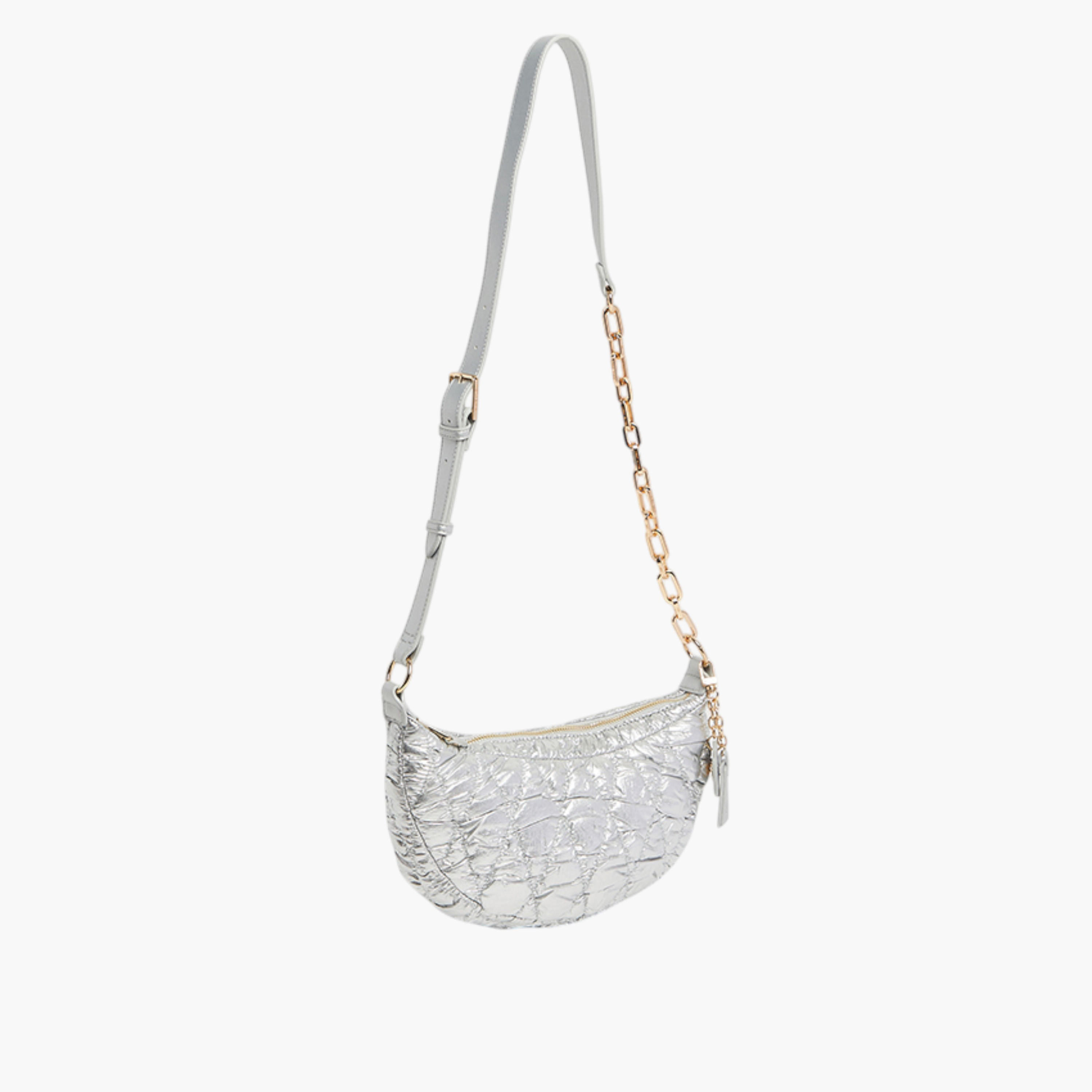 شنطة كروس بودي مبطّنة بحزام سلسلة وسحّاب إغلاق من آن كلاين-women-bagsandwallets-handbags-image-4