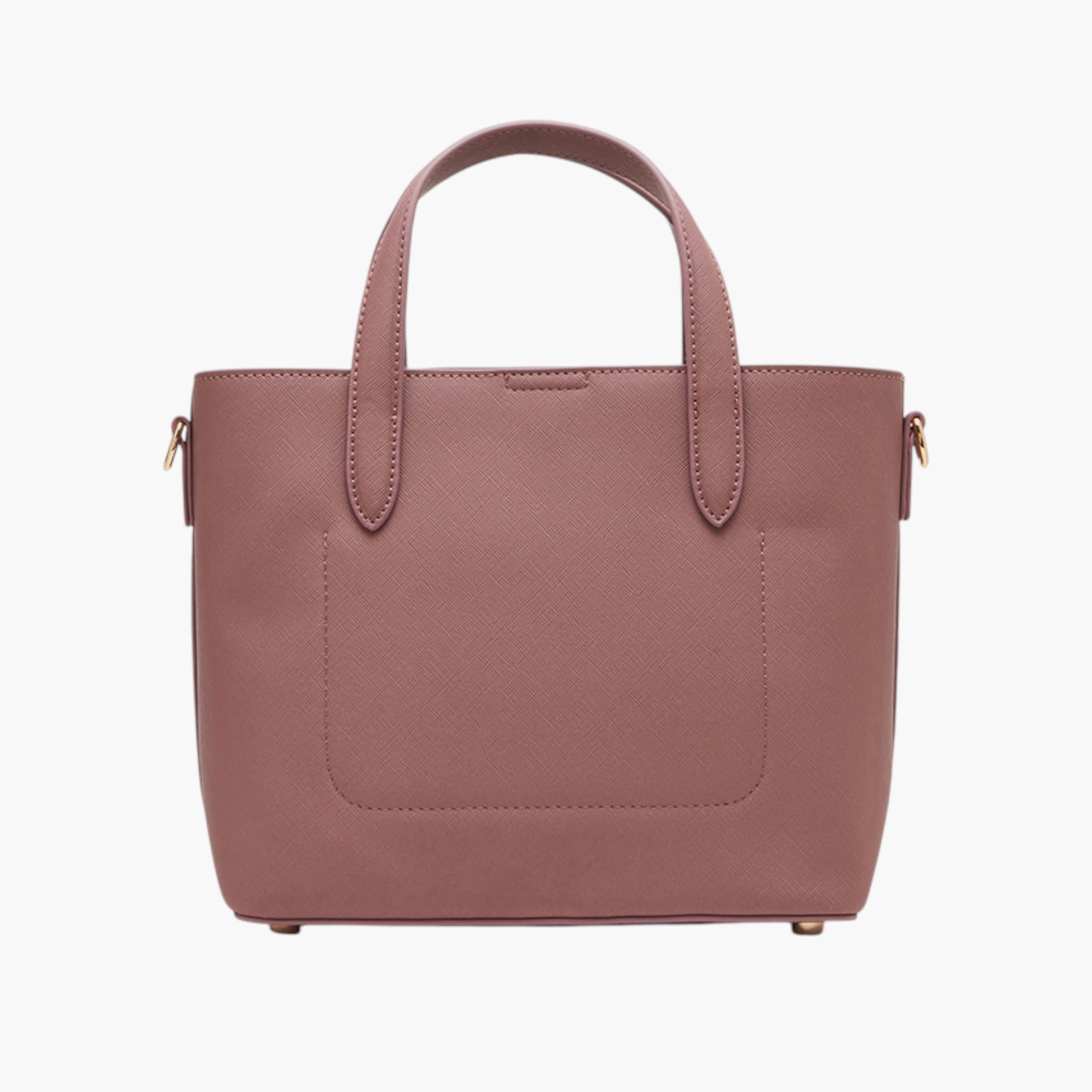 Anne Klein Textured Tote Bag with Double Handle and Button Closure-women-bagsandwallets-handbags-image-3